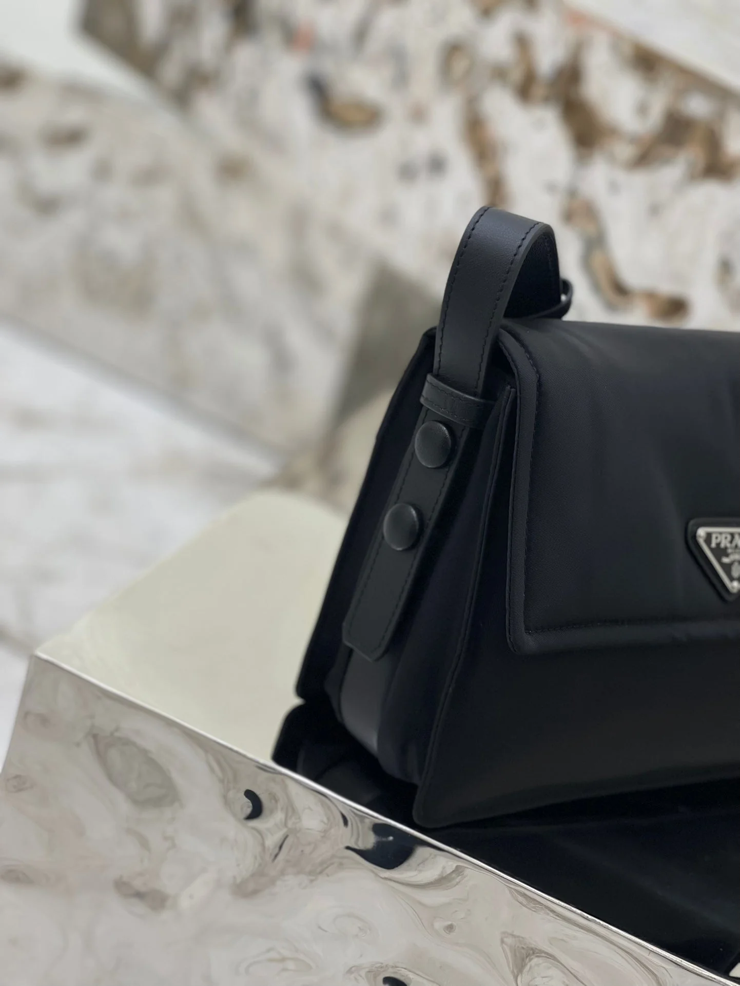 Prada CINI 23 MEDIUM BAG IN BLACK RE-NYLON WITH STRAP