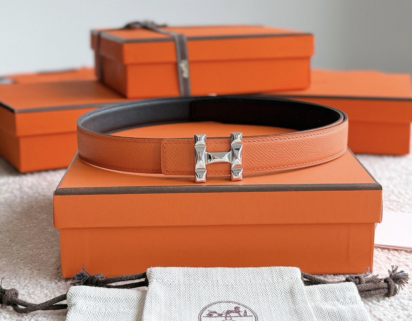 Hermes H Infini Reversible Leather Belt 24mm