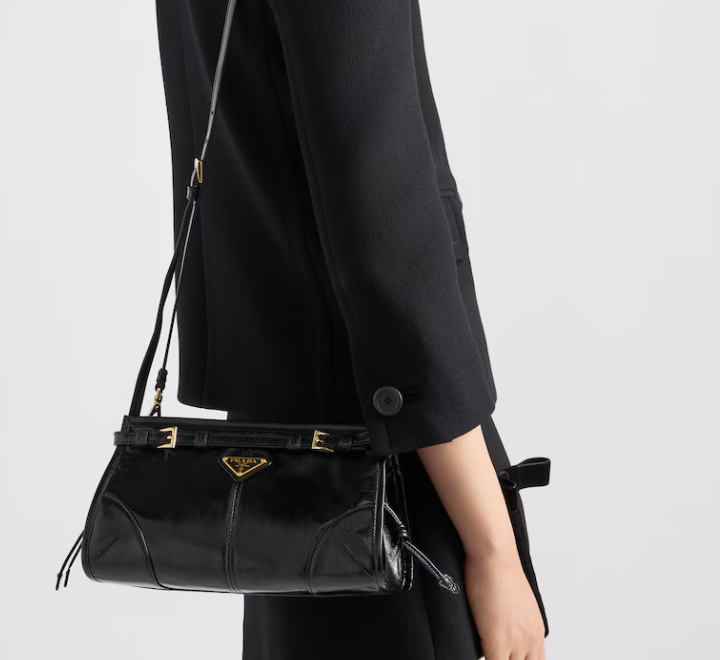 Prada Bonnie small Leather shoulder bag-Black 1BH215