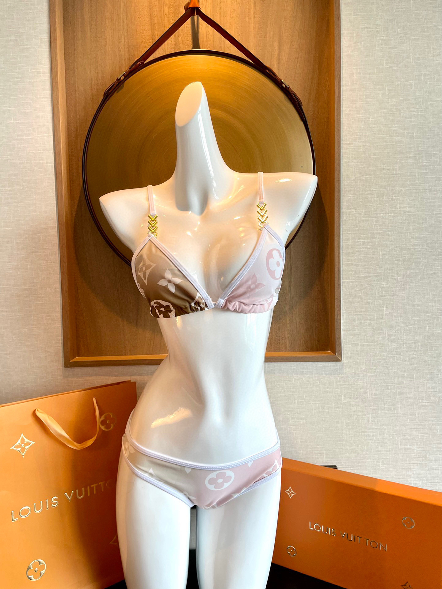 Louis Vuitton LV  Monogram Gradient Print Chain Strap Triangle Bikini Two-Piece Swimsuit - KAIROO