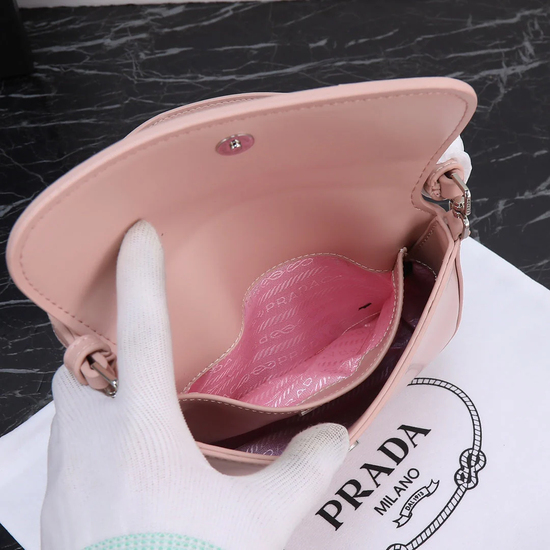 Prada 23 BAG IN LIGHT PINK CALFSKIN SILVER HARDWARE