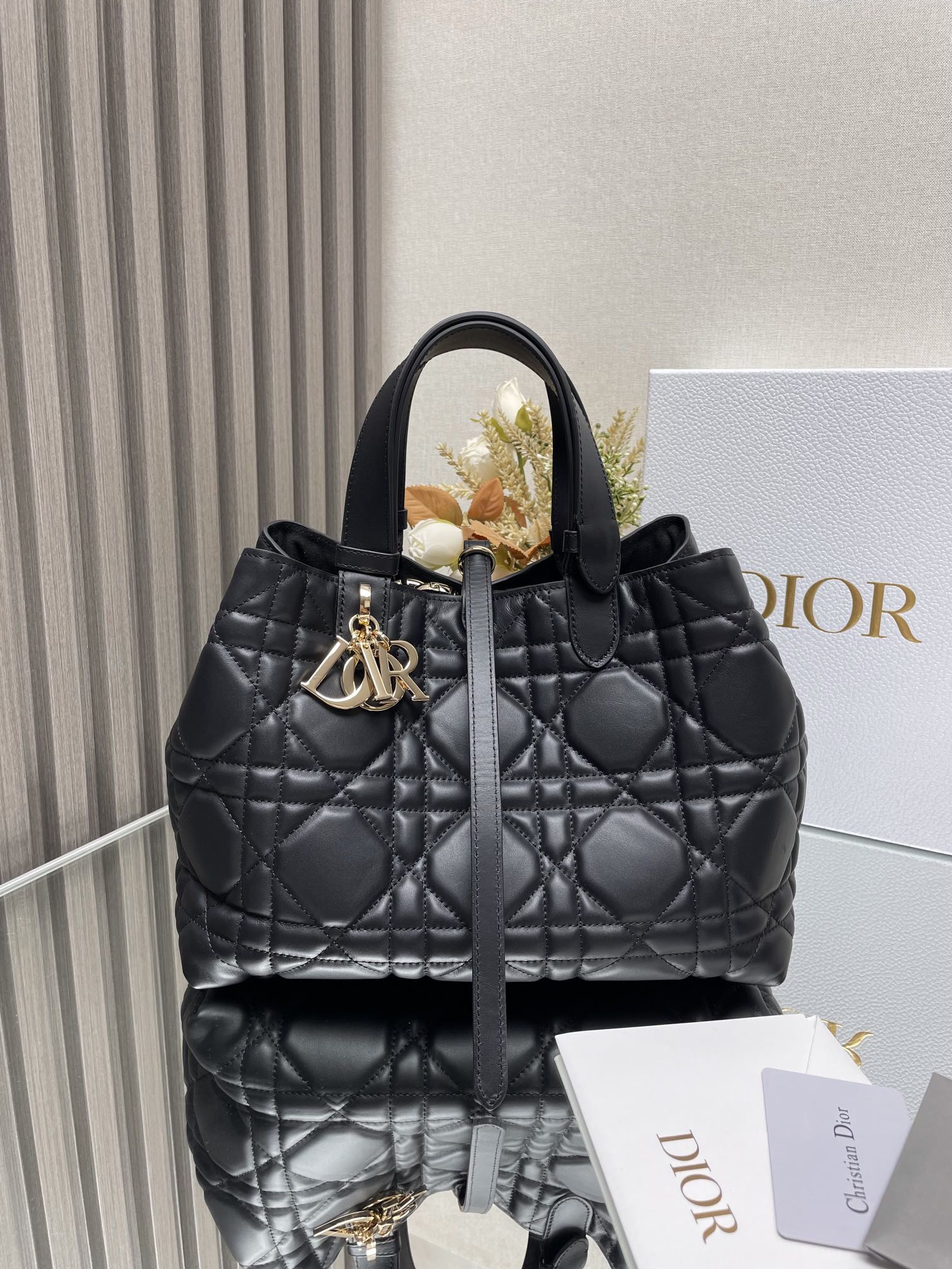 Dior Medium Toujours Bag in Black Quilted Calfskin
