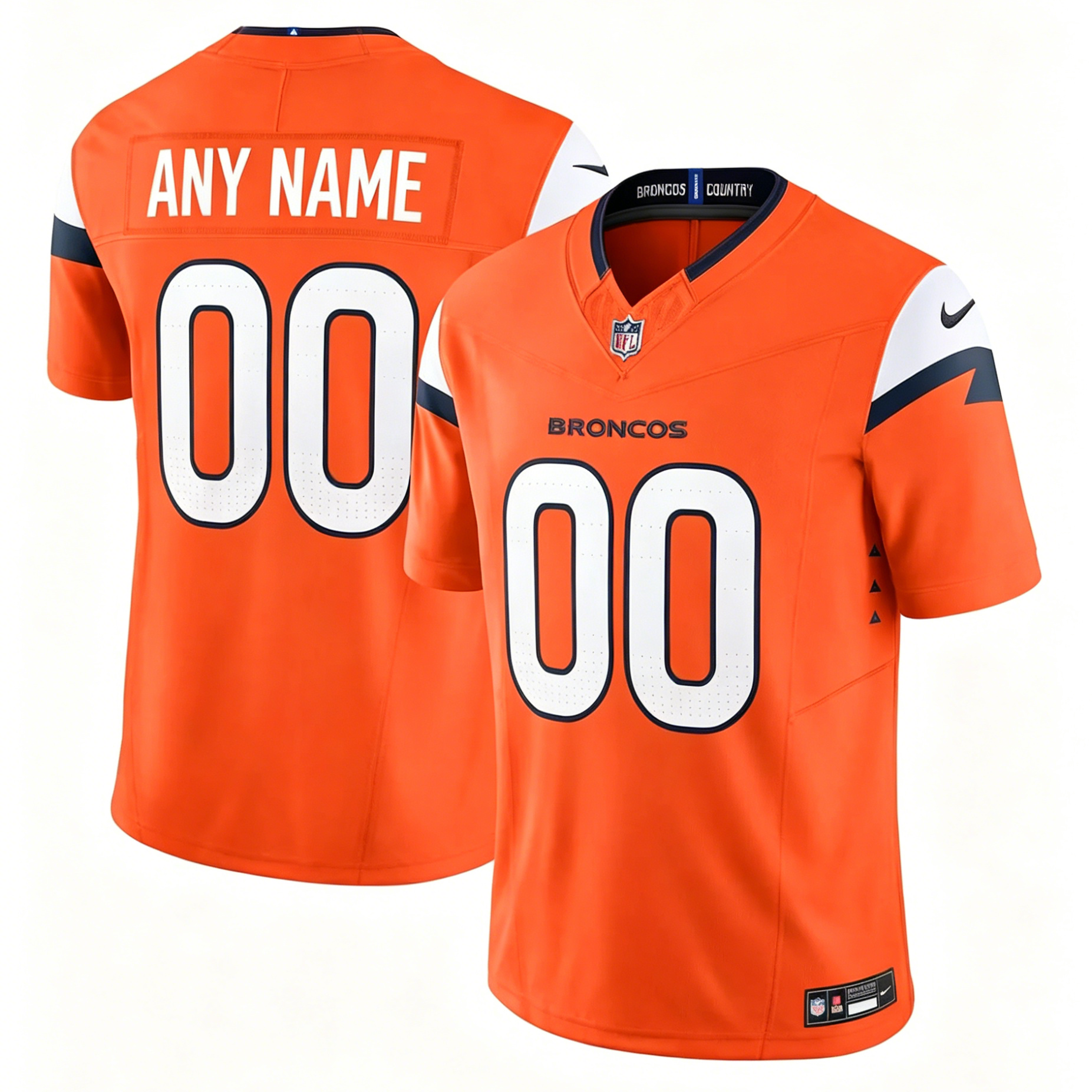 Customized Denver Broncos Football Jersey Nike Navy White Orange Vapor F.U.S.E. Limited Jersey