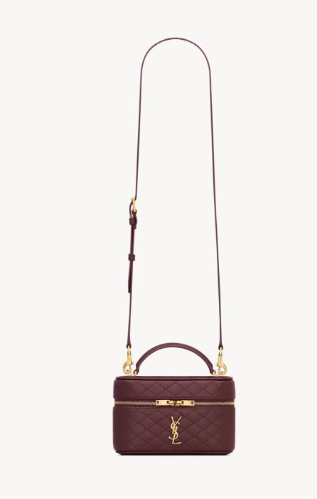 Saint Laurent Rouge Cabernet Small Gaby Vanity Bag in Lambskin