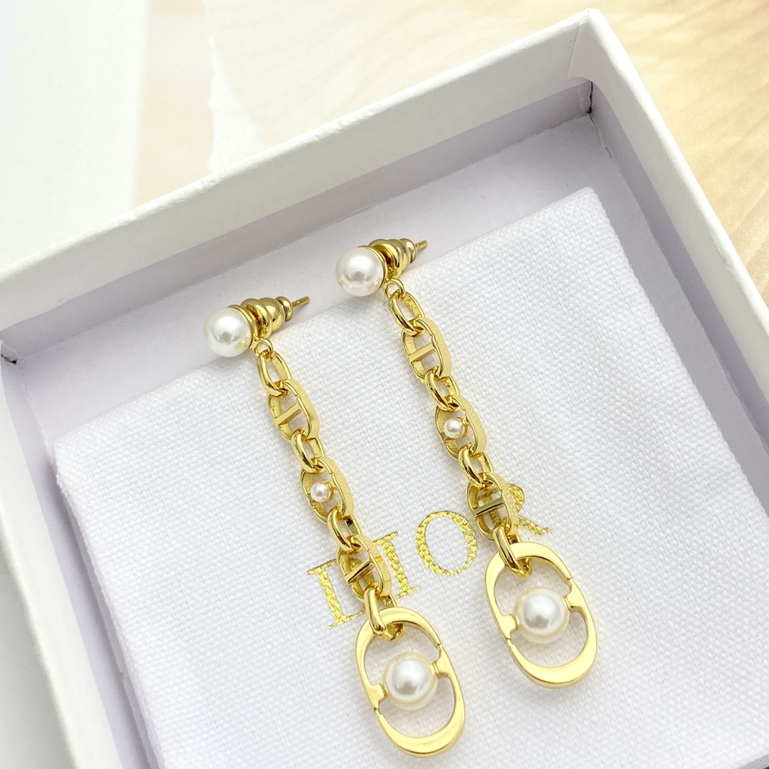 Valentino Pearl Tassel Chain Earrings