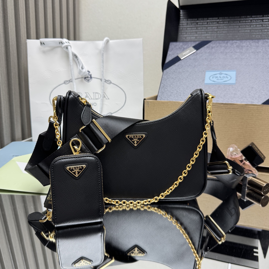Prada Re-Edition 2005 Saffiano leather bag-Black 1BH204