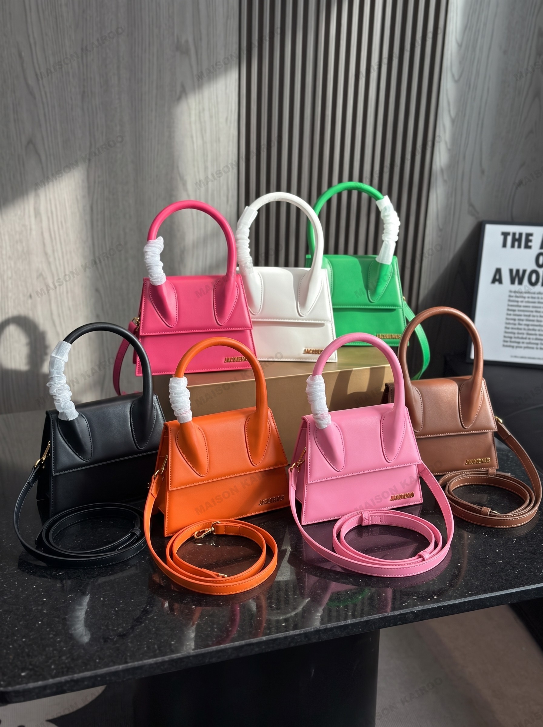 Jacquemus The Large Chiquito Smooth Leather Trapezoid Curved Top Handle Crossbody Bag - KAIROO