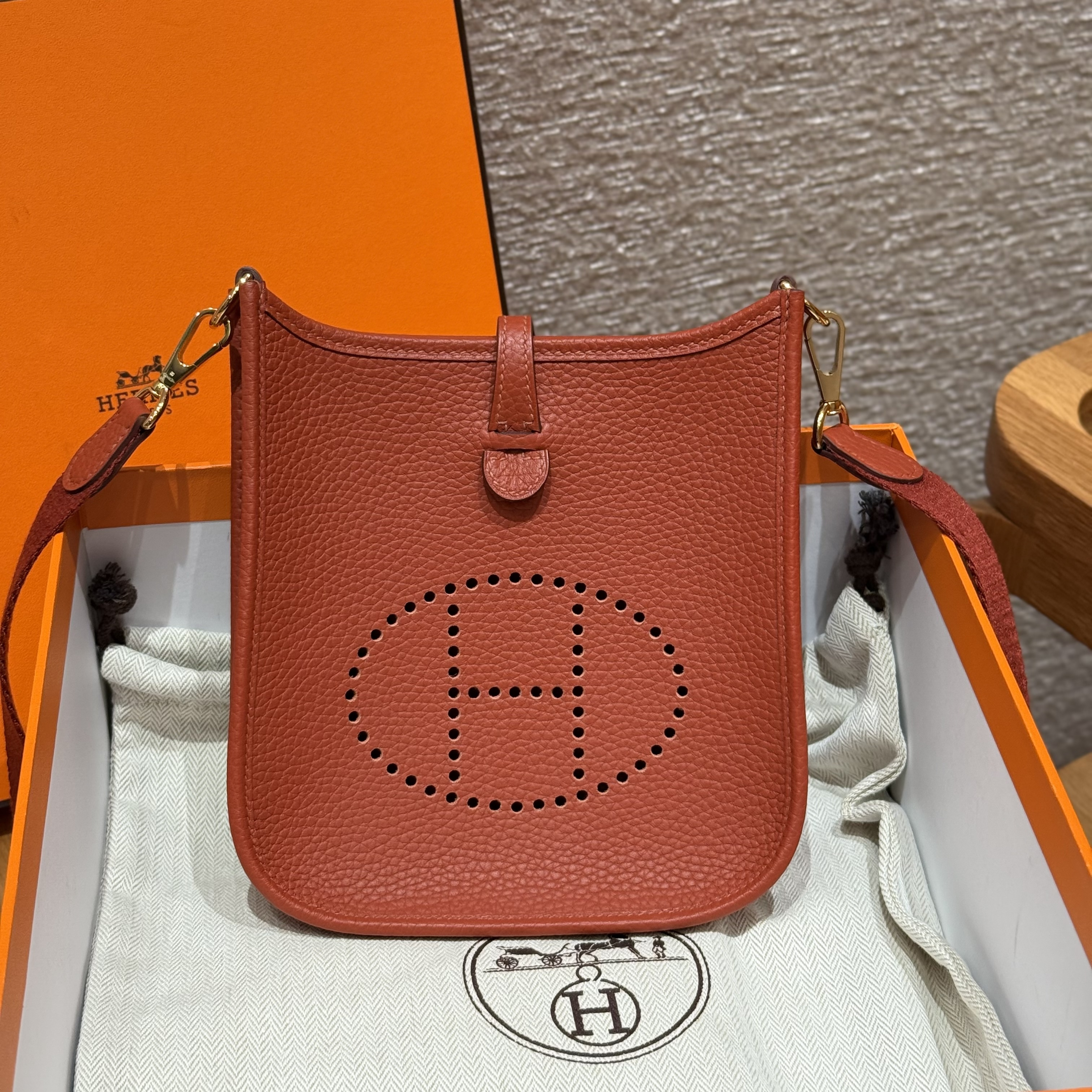 Hermes Brique Clemence Mini Evelyne 16