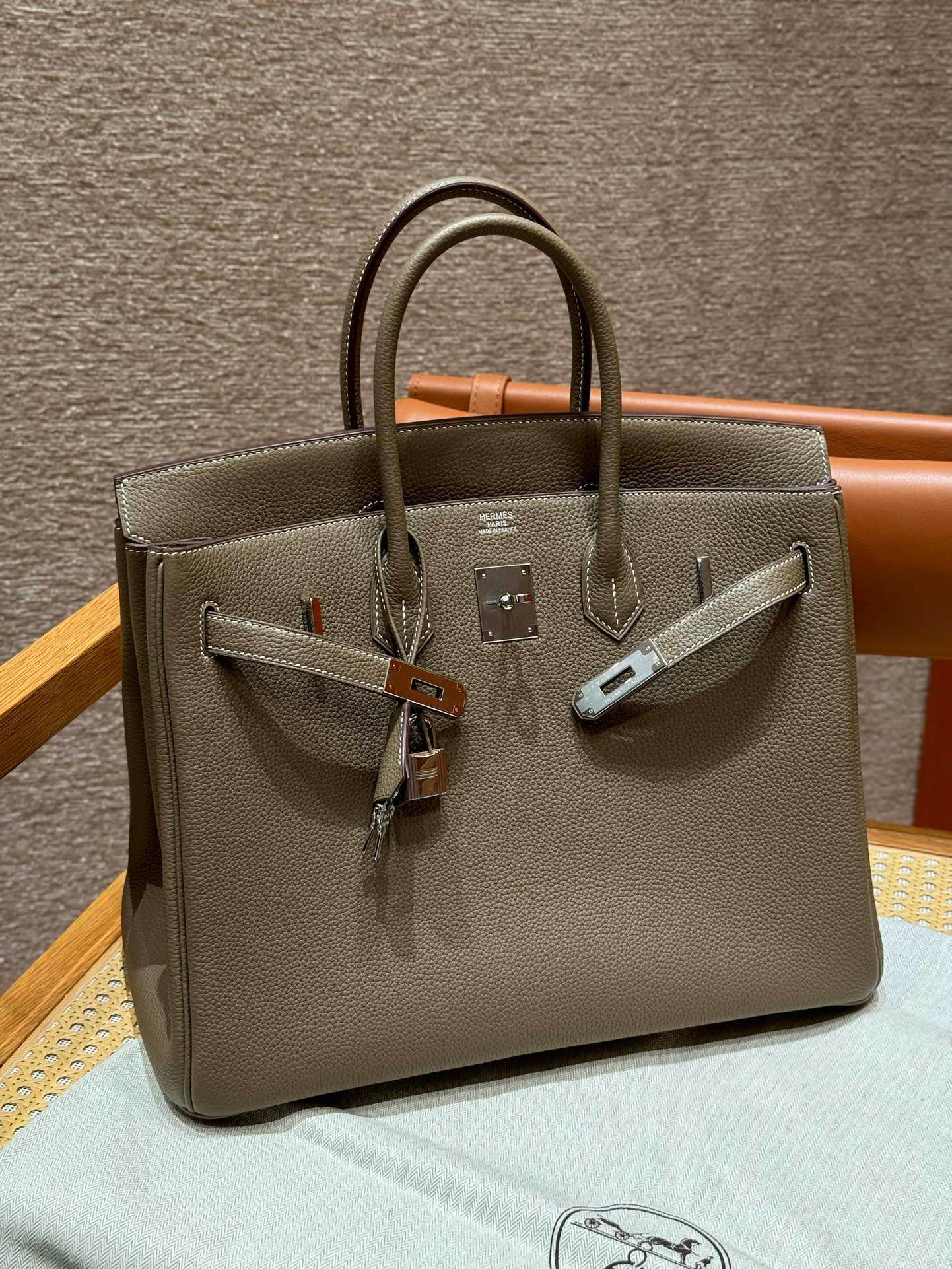 Hermes Etoupe Togo Birkin 35 Bag