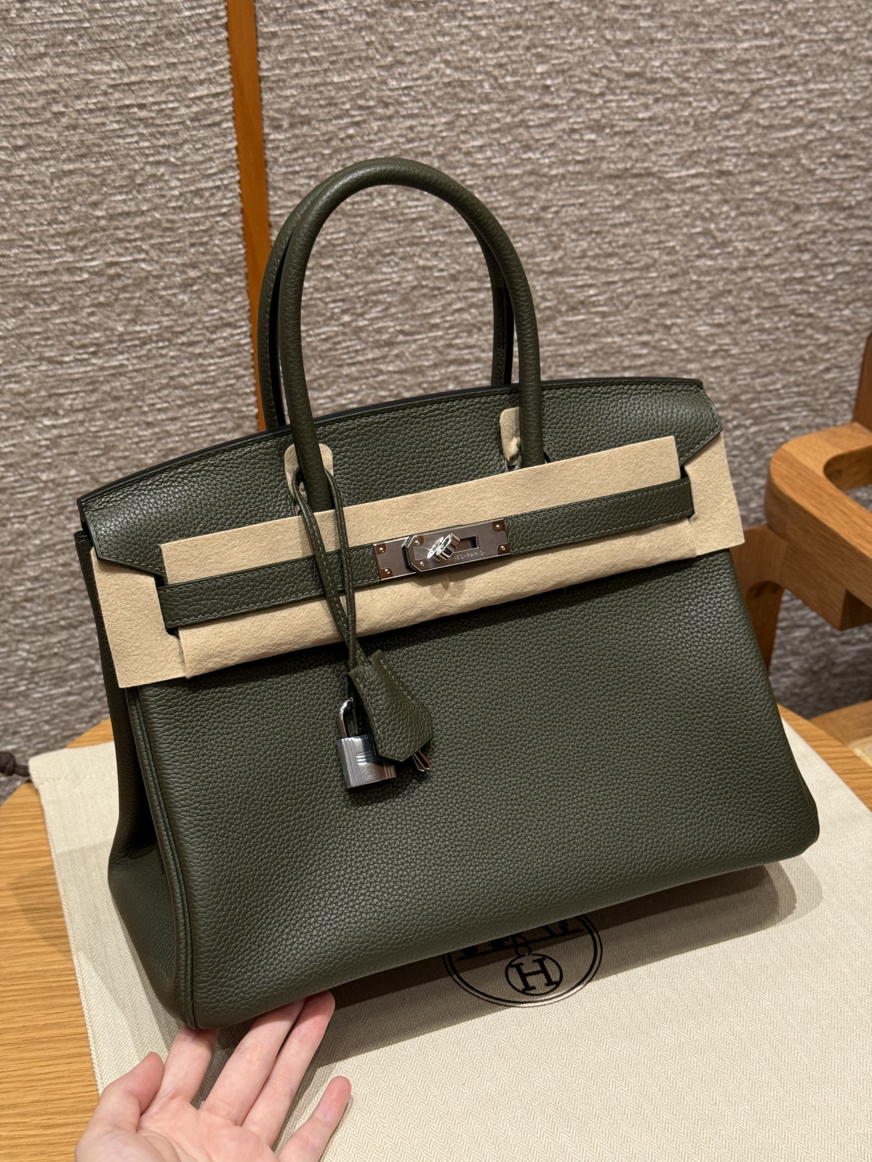 Hermes Olive Green Togo Birkin 30 Bag