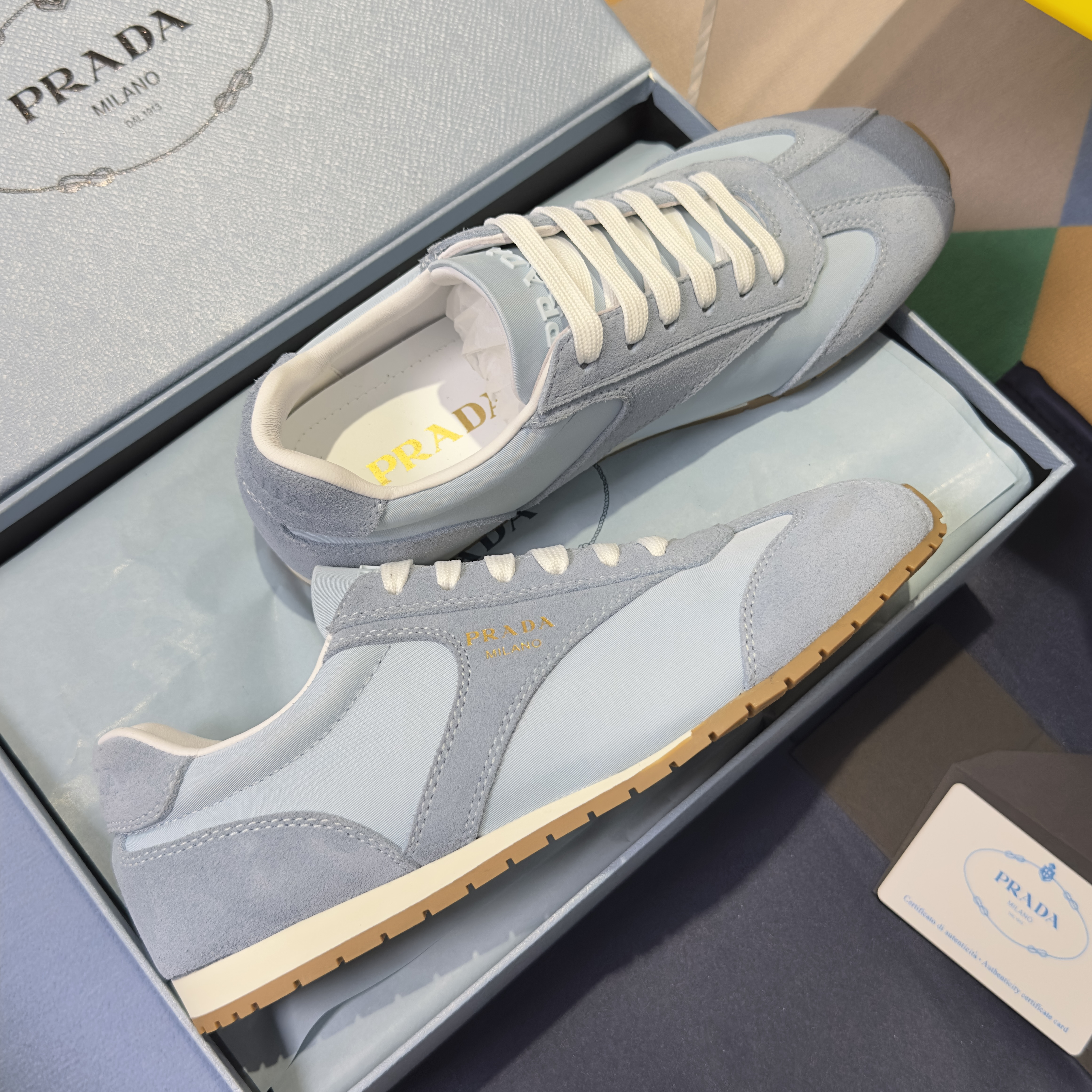 Prada Nappa and Suede Sneaker