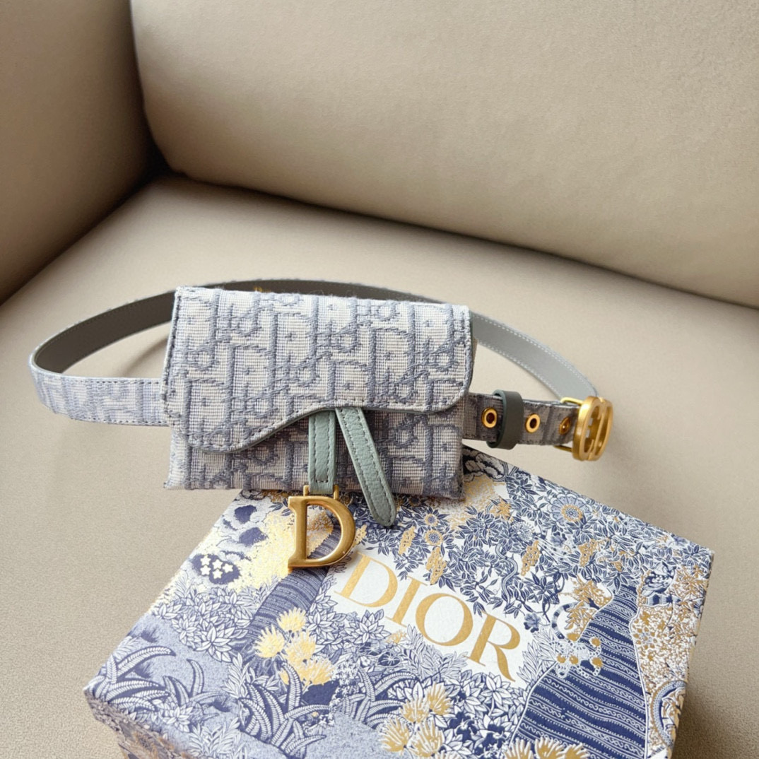 Dior leather Belt 2cm with Saddle Pouch