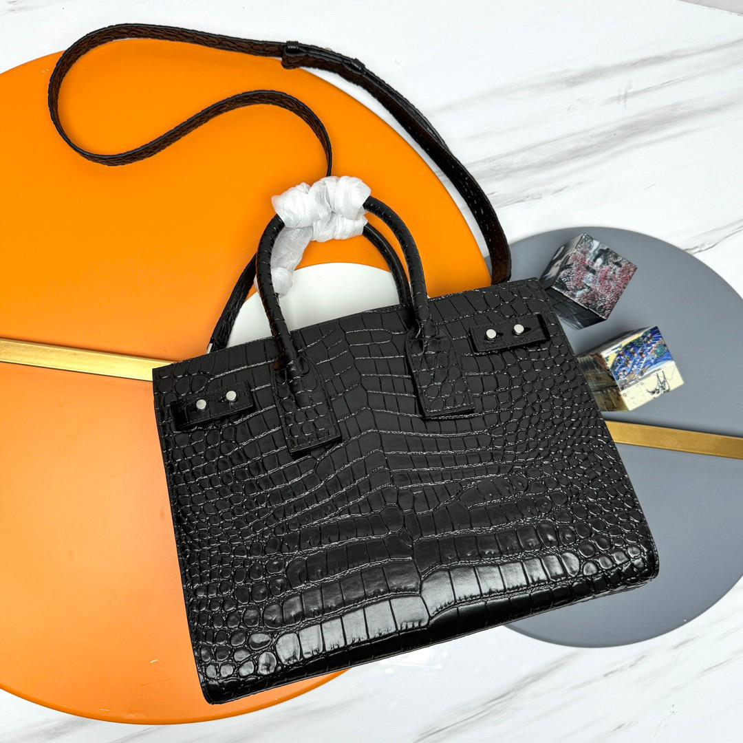 Saint Laurent YSL Black crocodile bag