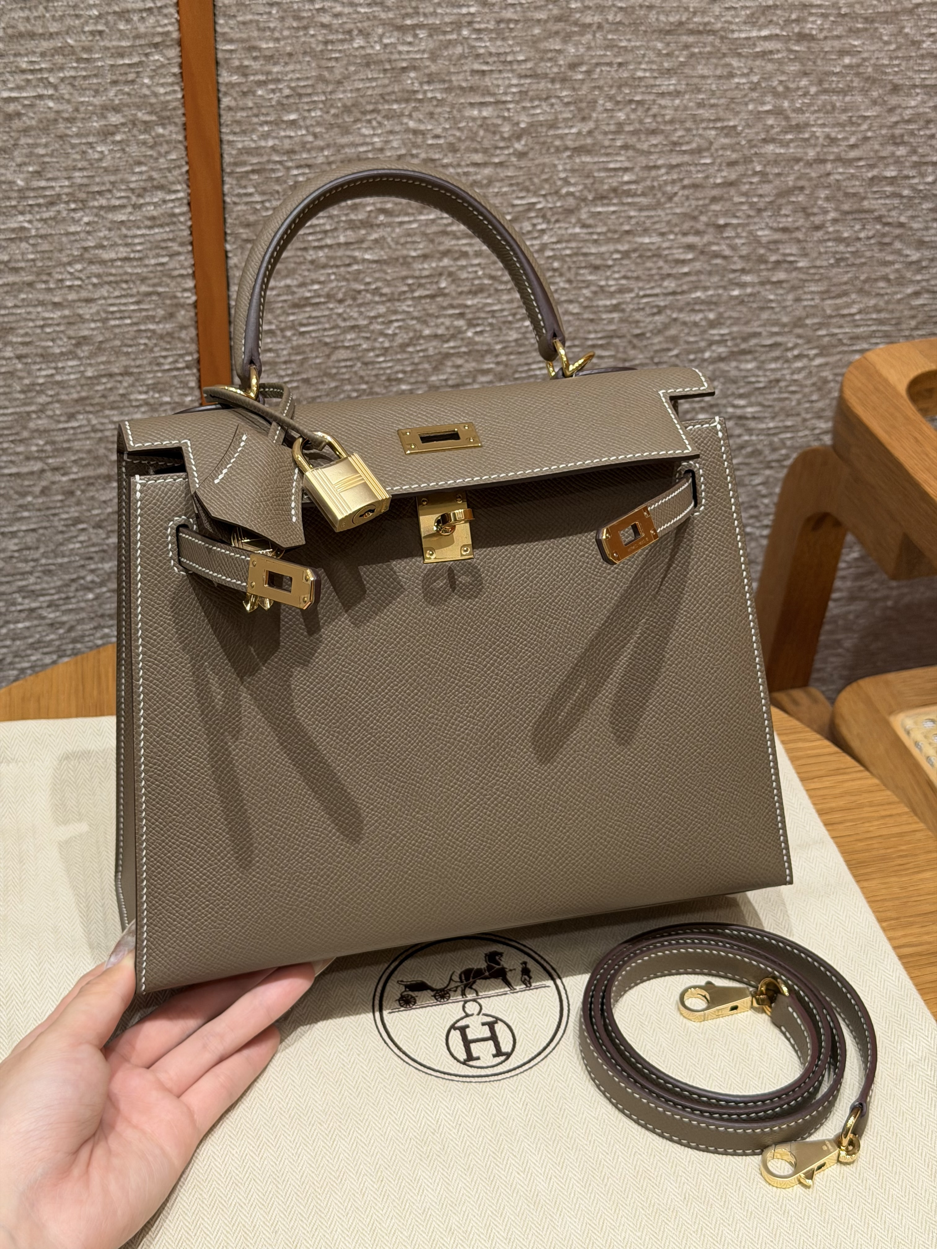 Hermes Etoupe Epsom Kelly 25