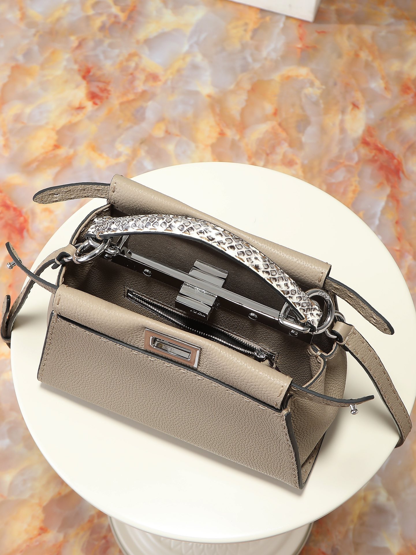 Fendi Peekaboo Mini Selleria Peekaboo-Grey