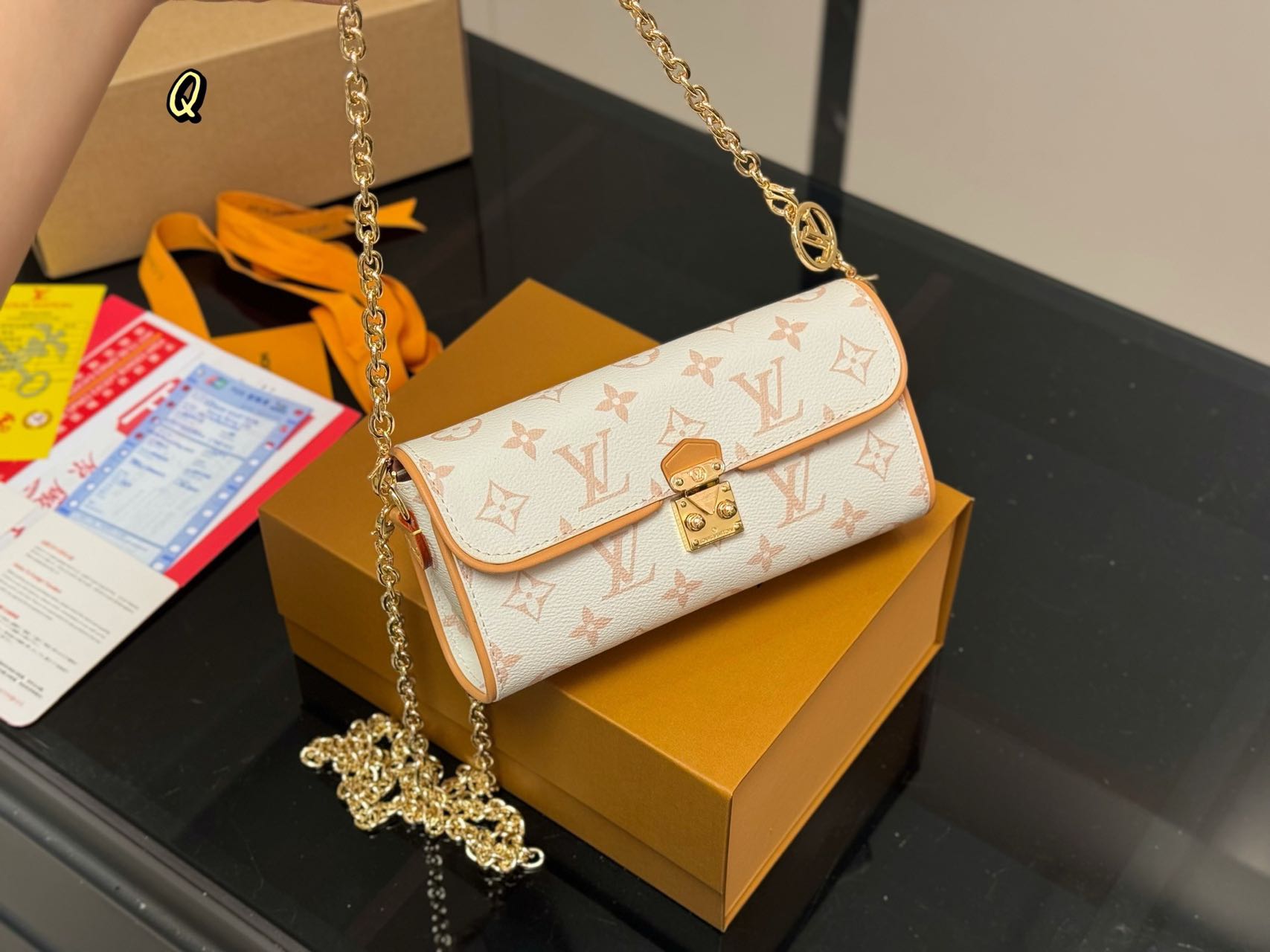 Louis Vuitton LV CAMILLE Bag Chain White Monogram Canvas Shoulder Crossbody Bag