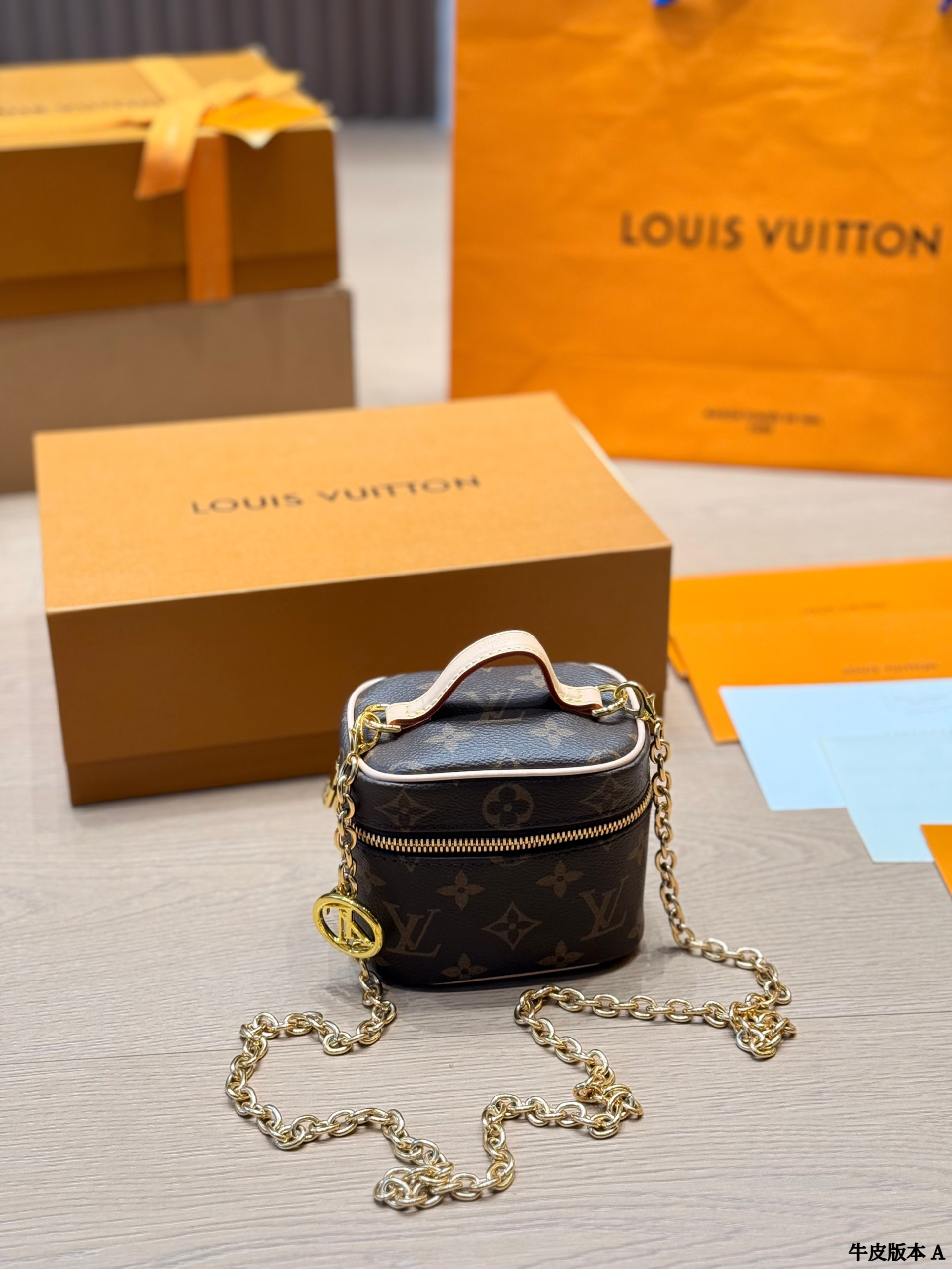 Louis Vuitton LV Nano Monogram Canvas & Embossed Taurillon Leather Compact Vanity Case Crossbody Bag - KAIROO