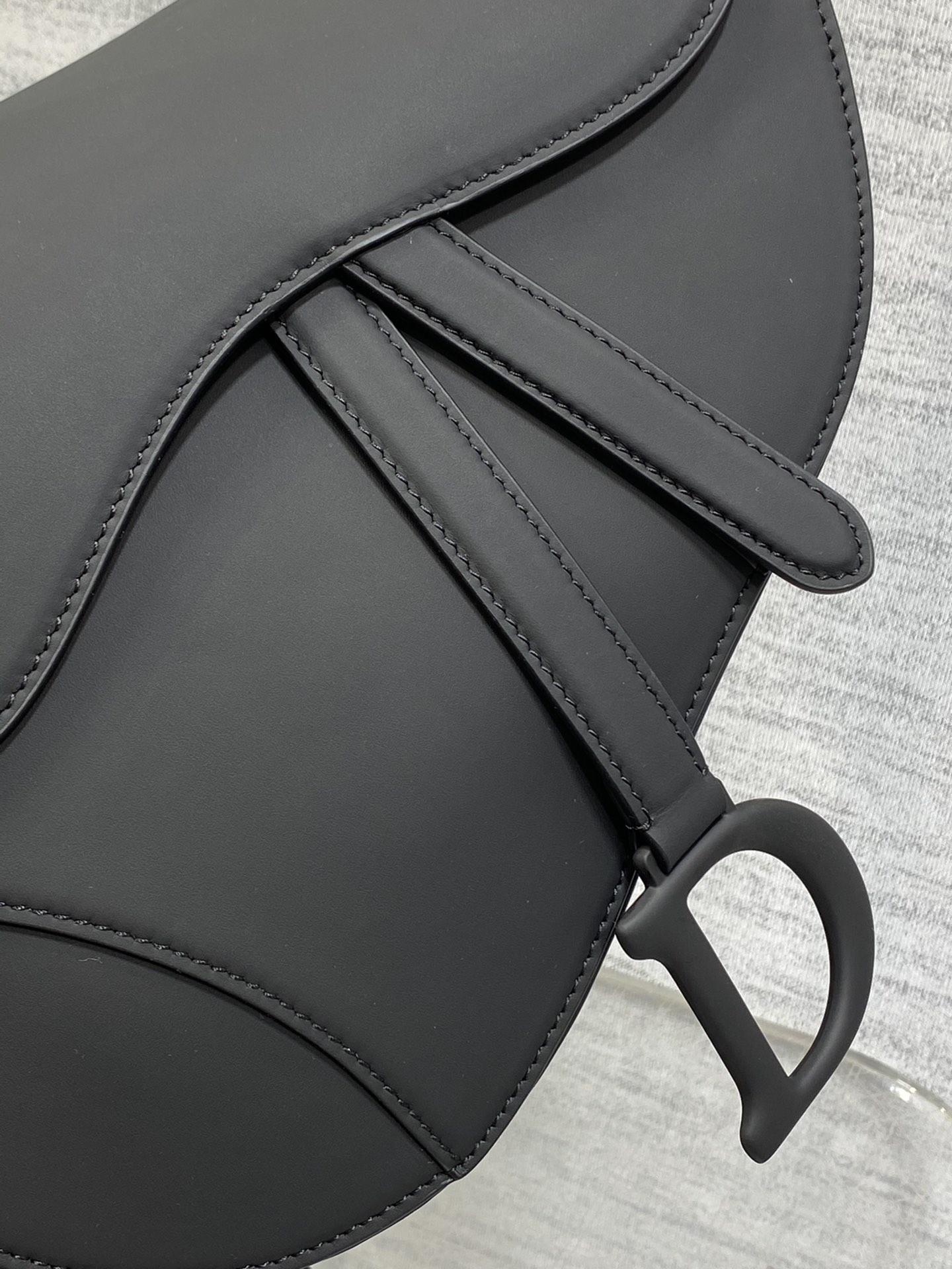 Dior Black Smooth Saddle Bag With Strap