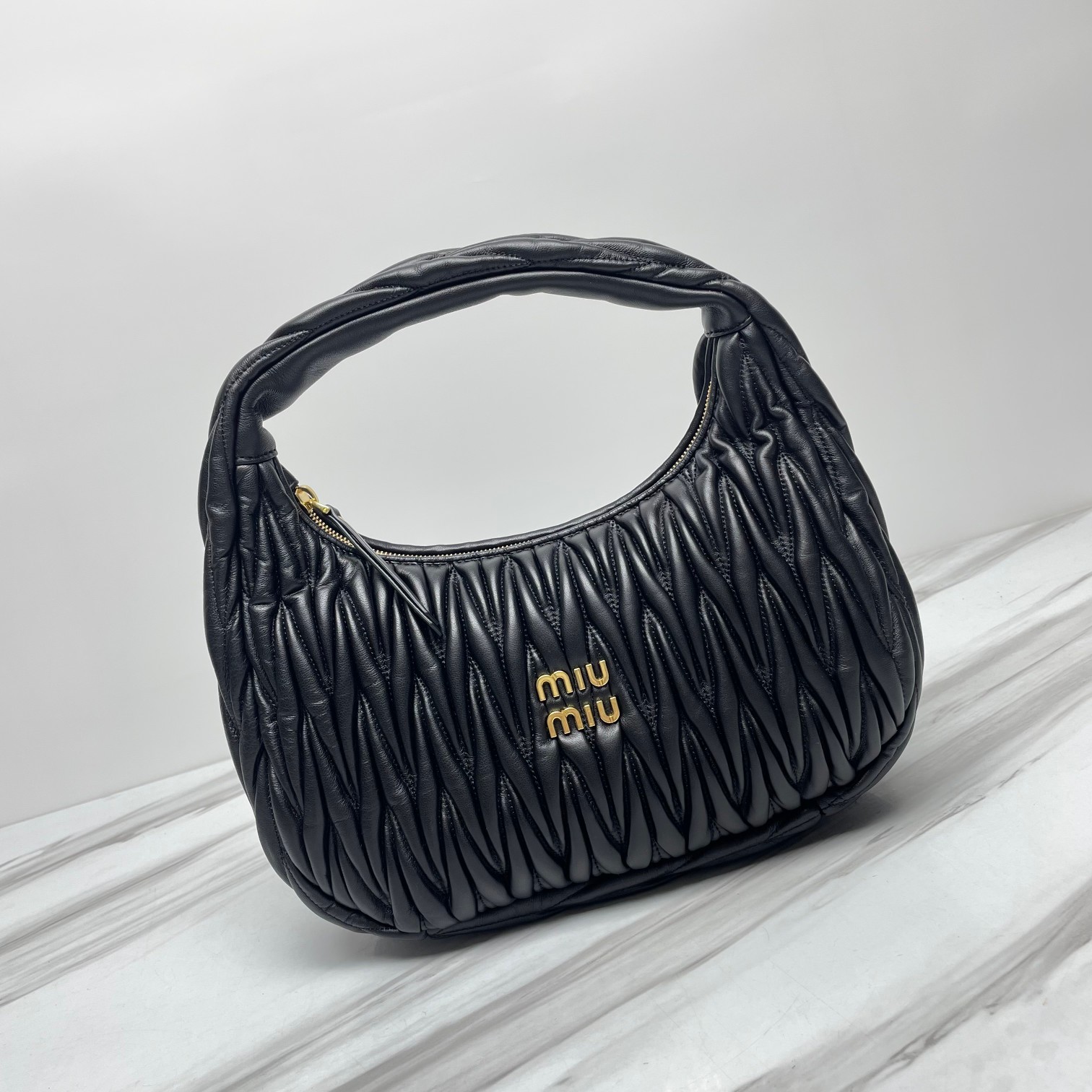 Miumiu  Wander Matelassé Medium Hobo Nappa Leather Underarm Bag