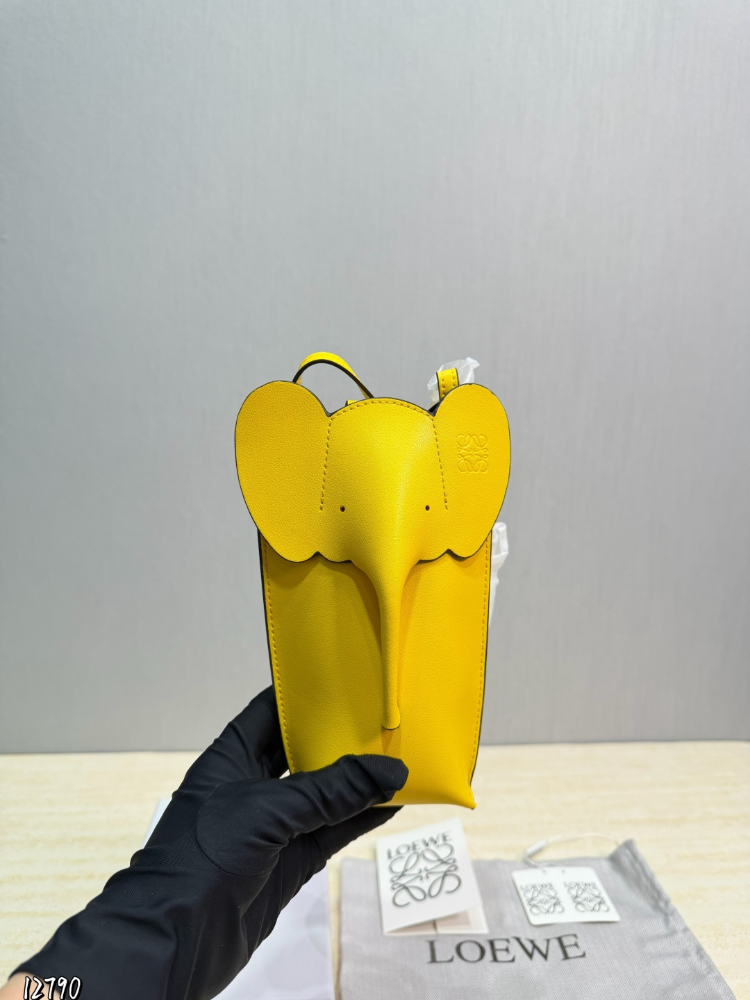 Loewe 3D Elephant Head Smooth Leather Debossed Anagram Logo Phone Pouch Crossbody Bag - KAIROO
