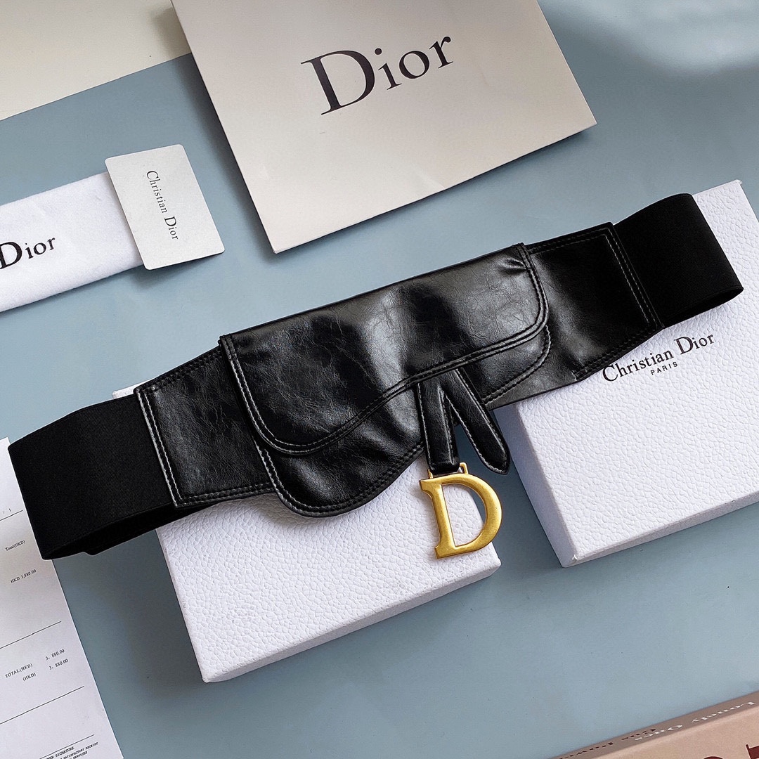 Dior Saddle Wide Leather Belt 12cm