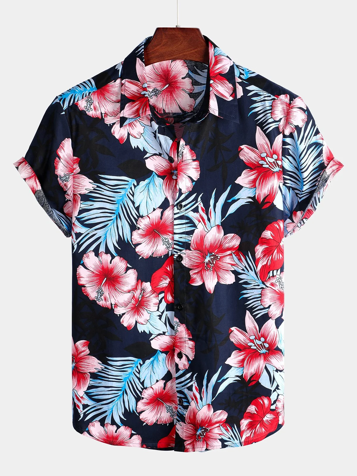Men's Tropical Hawaiian Floral Cotton Shirt