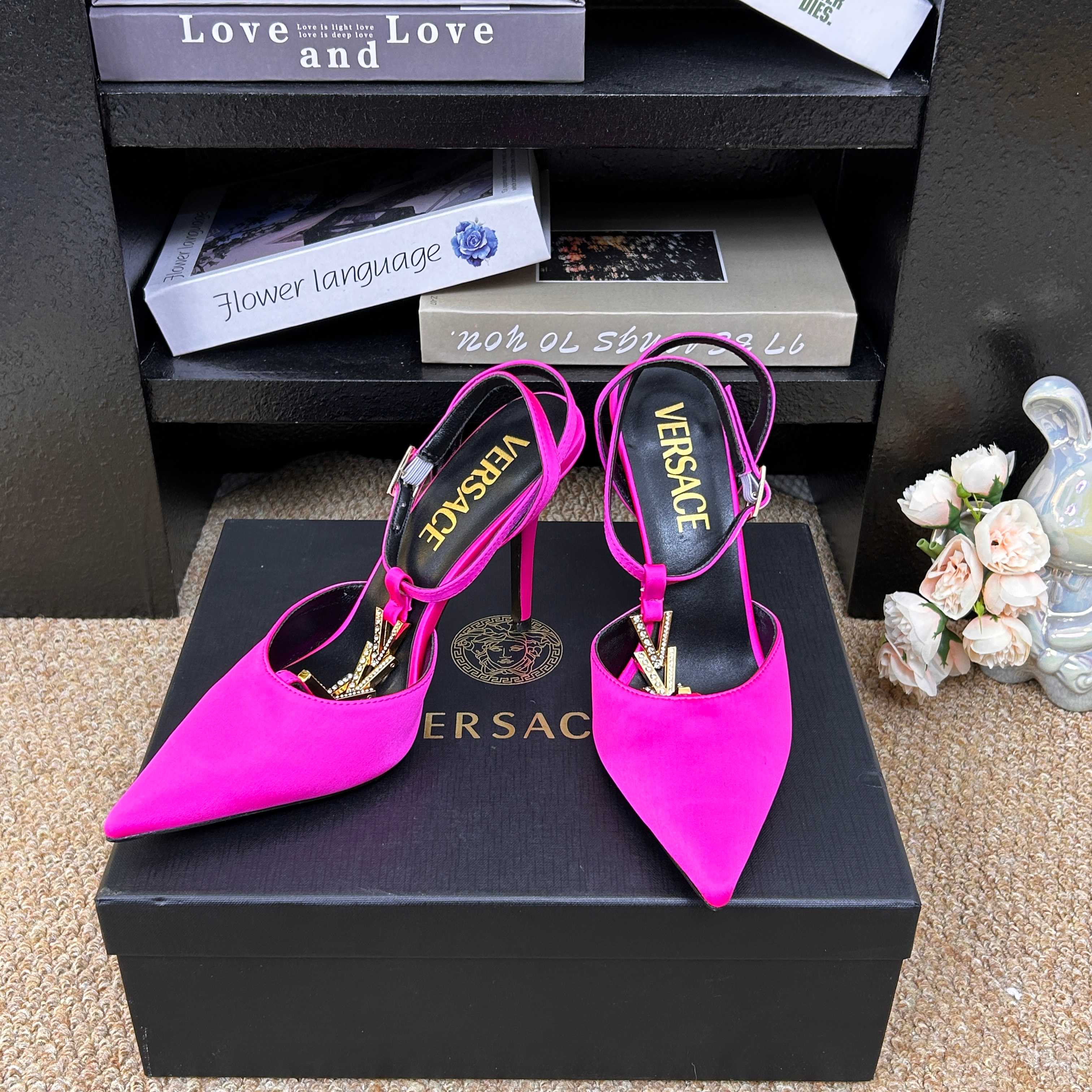 Versace Gianni Ribbon Satin Slingback Pump