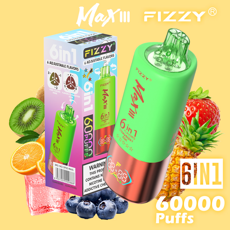Fizzy Max III 60K Disposable Vape 6-in-1 Flavor (5%, 60000 Puffs)