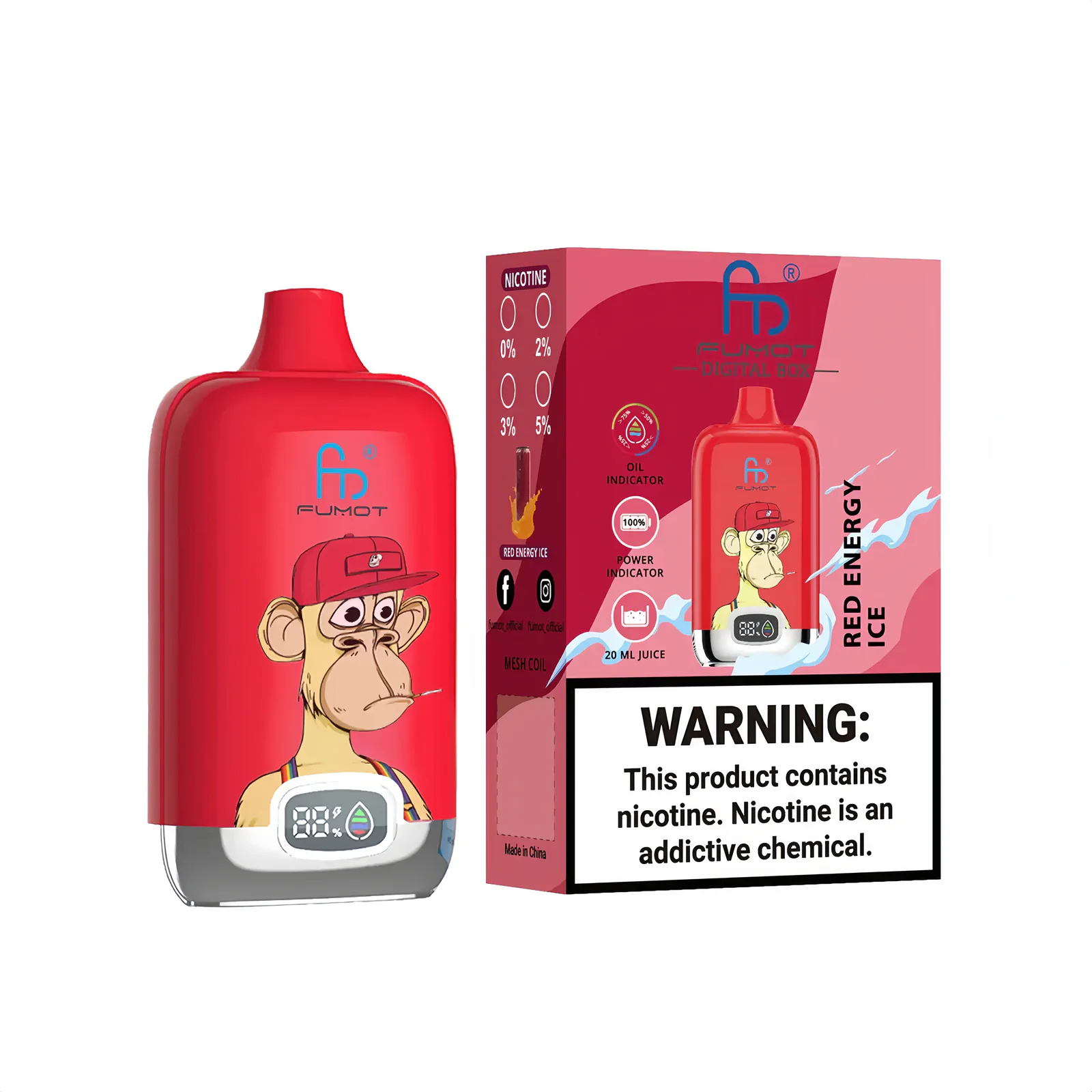 FUMOT Digital Box 12K Disposable Vape – Red Energy Ice - Vaba Vape-Shop