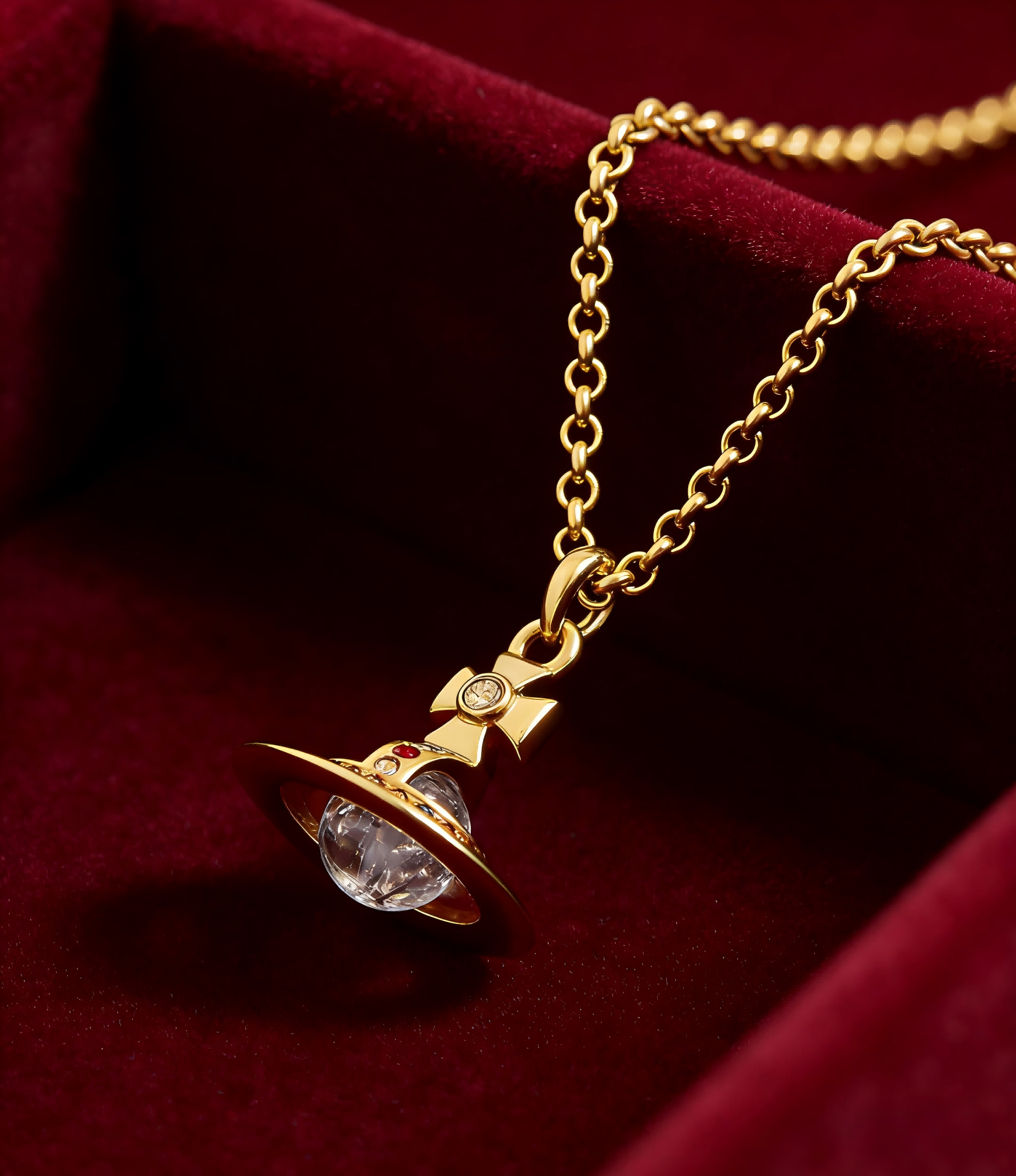 2026 New Vivienne Westwood Style Gold Saturn Pendant Necklace - Multicolor Crystal Orbital Celestial Jewelry for Women