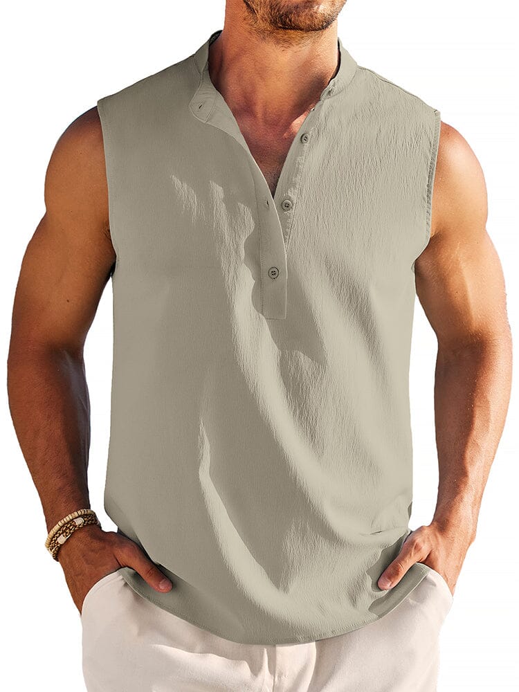 (Pre-order)Casual Lightweight Henley Tank Top (US Only)