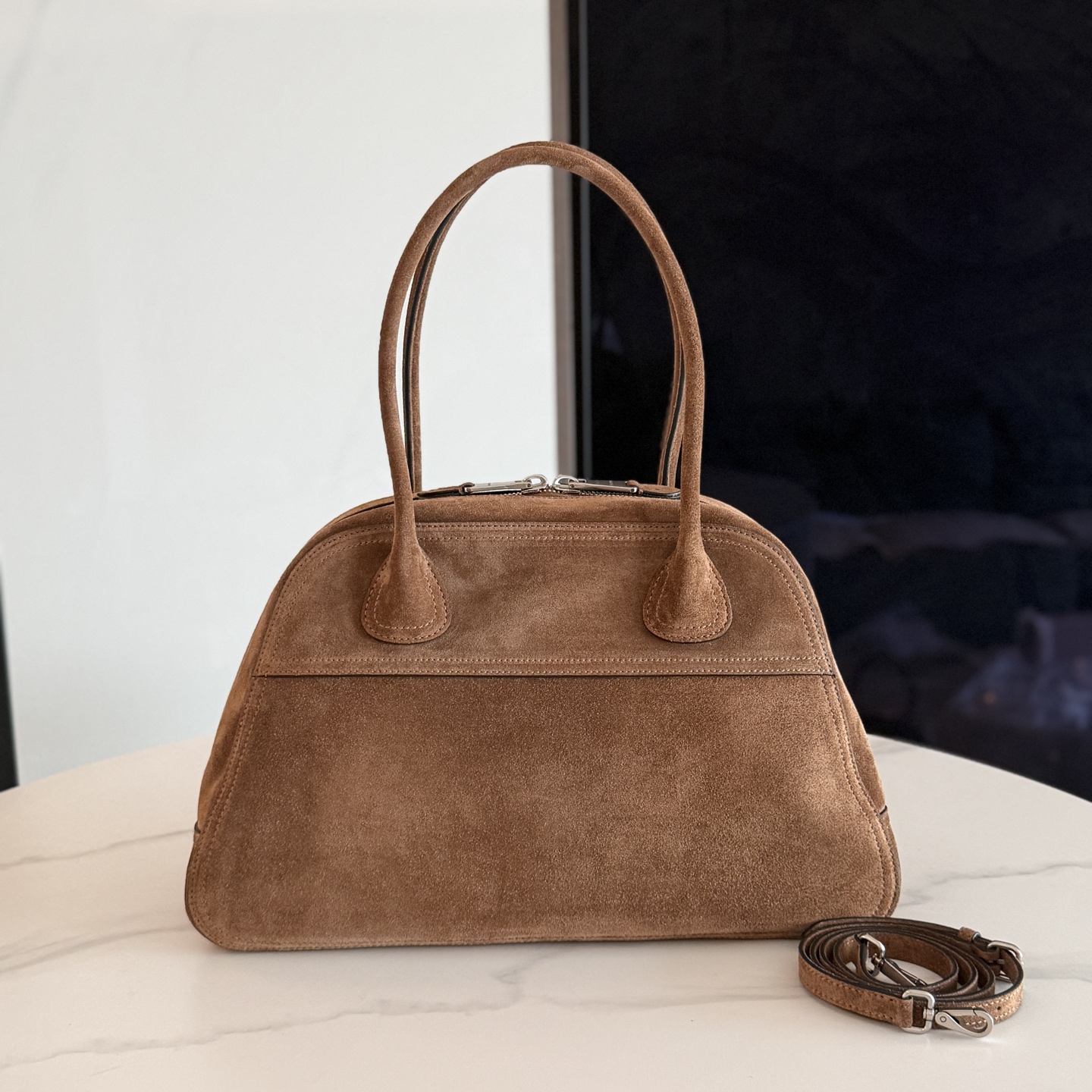 Miu Miu Cocoa Brown Medium Vivant Suede Leather bag 5BB196
