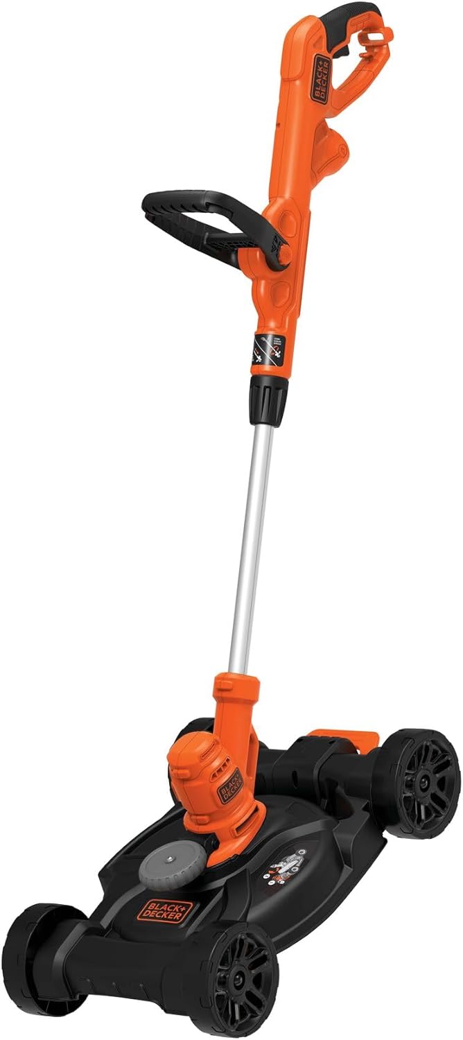 BLACK+DECKER Electric Lawn Mower, Weed Eater and Edger 3-in-1 Combo, Corded 12-Inch 6.5 Amp Electric Weed Wacker and Compact Push Mower (BESTA512CM)