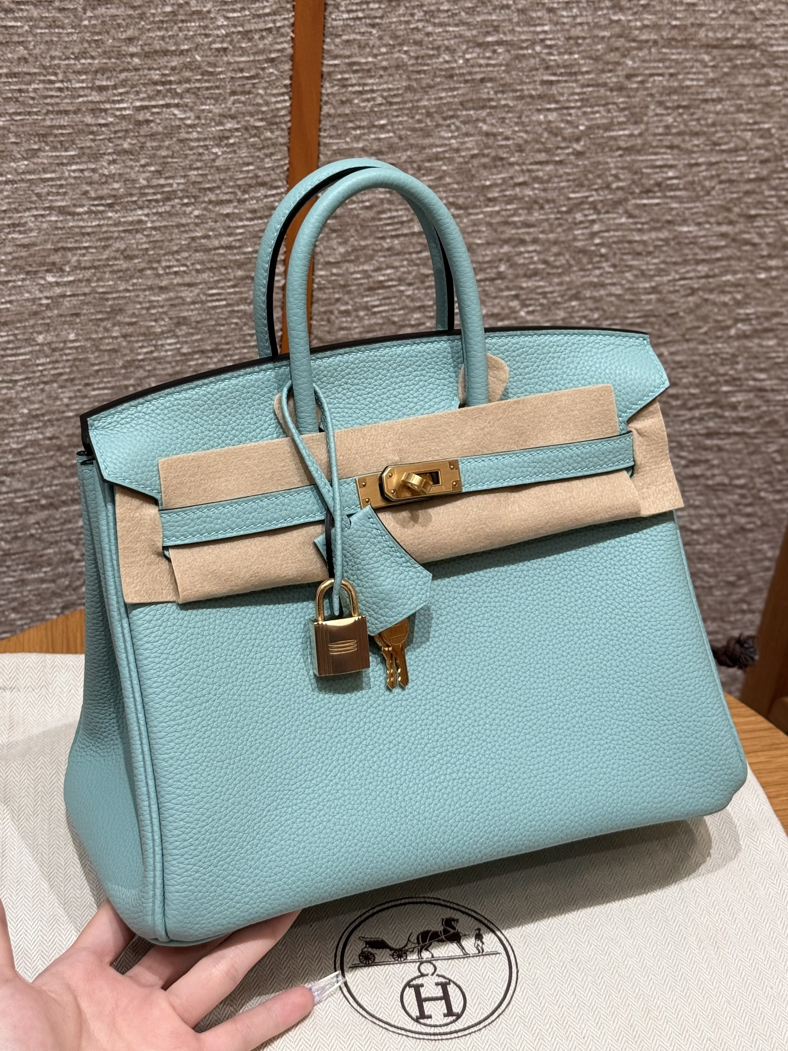 Hermes Blue Atoll Togo Birkin 25 Bag