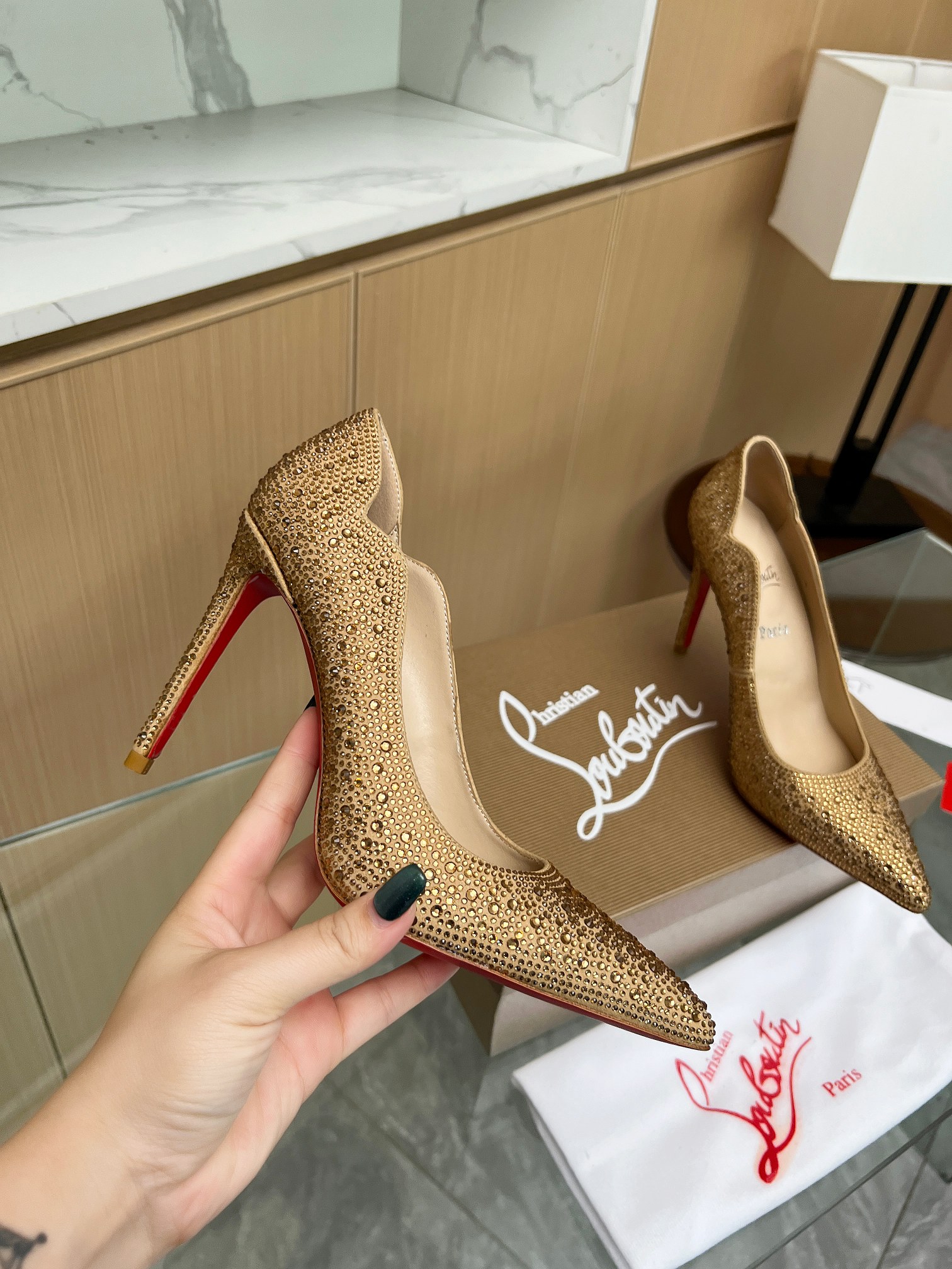 Christian Louboutin Crystals Leather Pump
