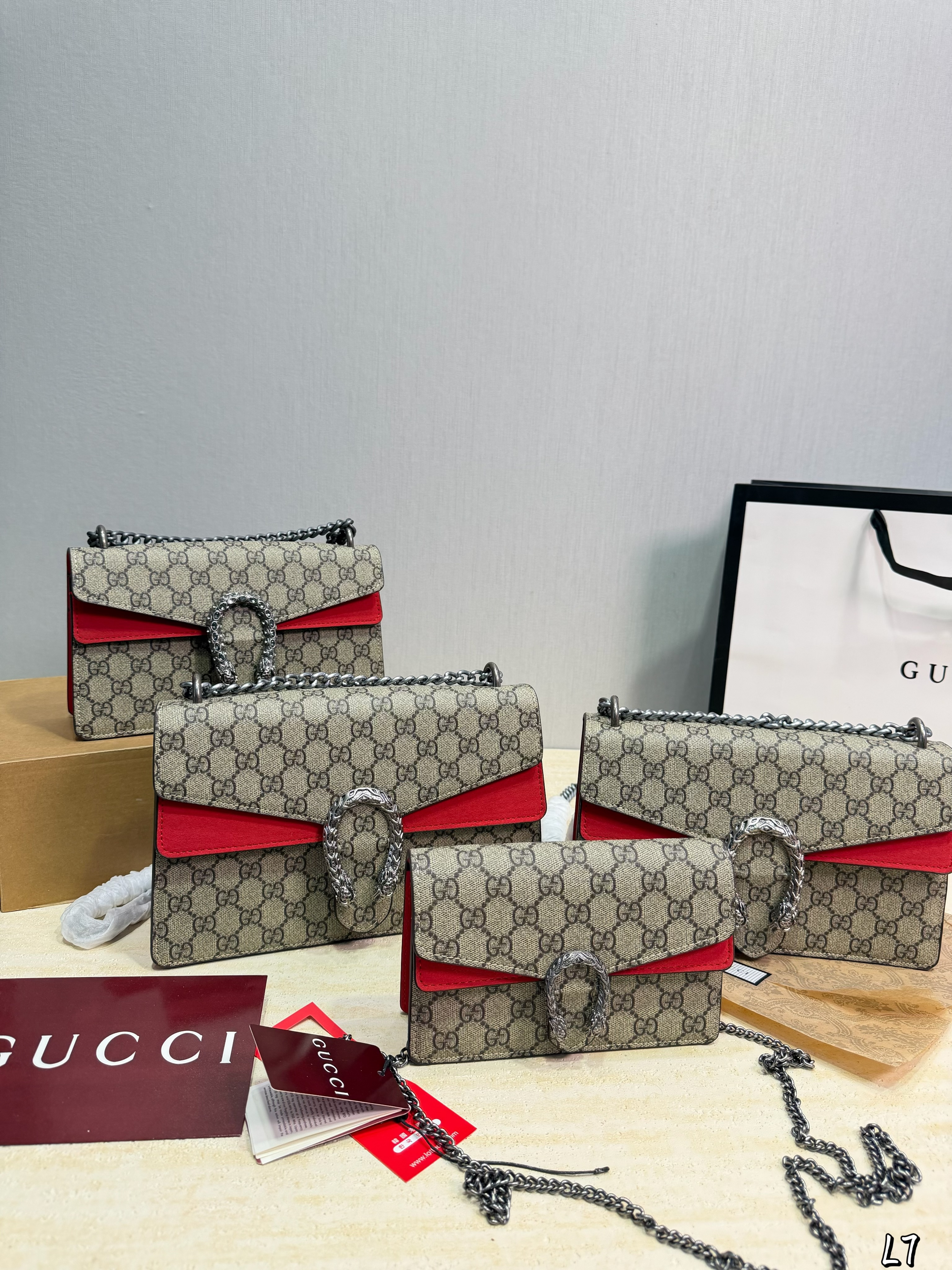 Gucci Dionysus GG Supreme Tiger Head Buckle Canvas Leather Trim Flap Shoulder Bag/All Size - KAIROO