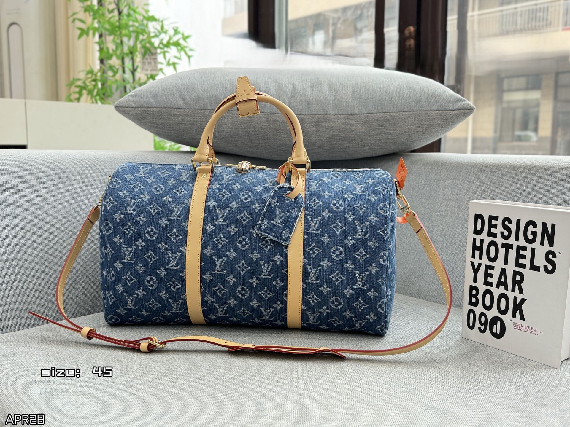 Louis Vuitton Keepall 45 Denim Monogram Jacquard Bandoulière Dual Straps Travel Duffle Barrel Bag - KAIROO
