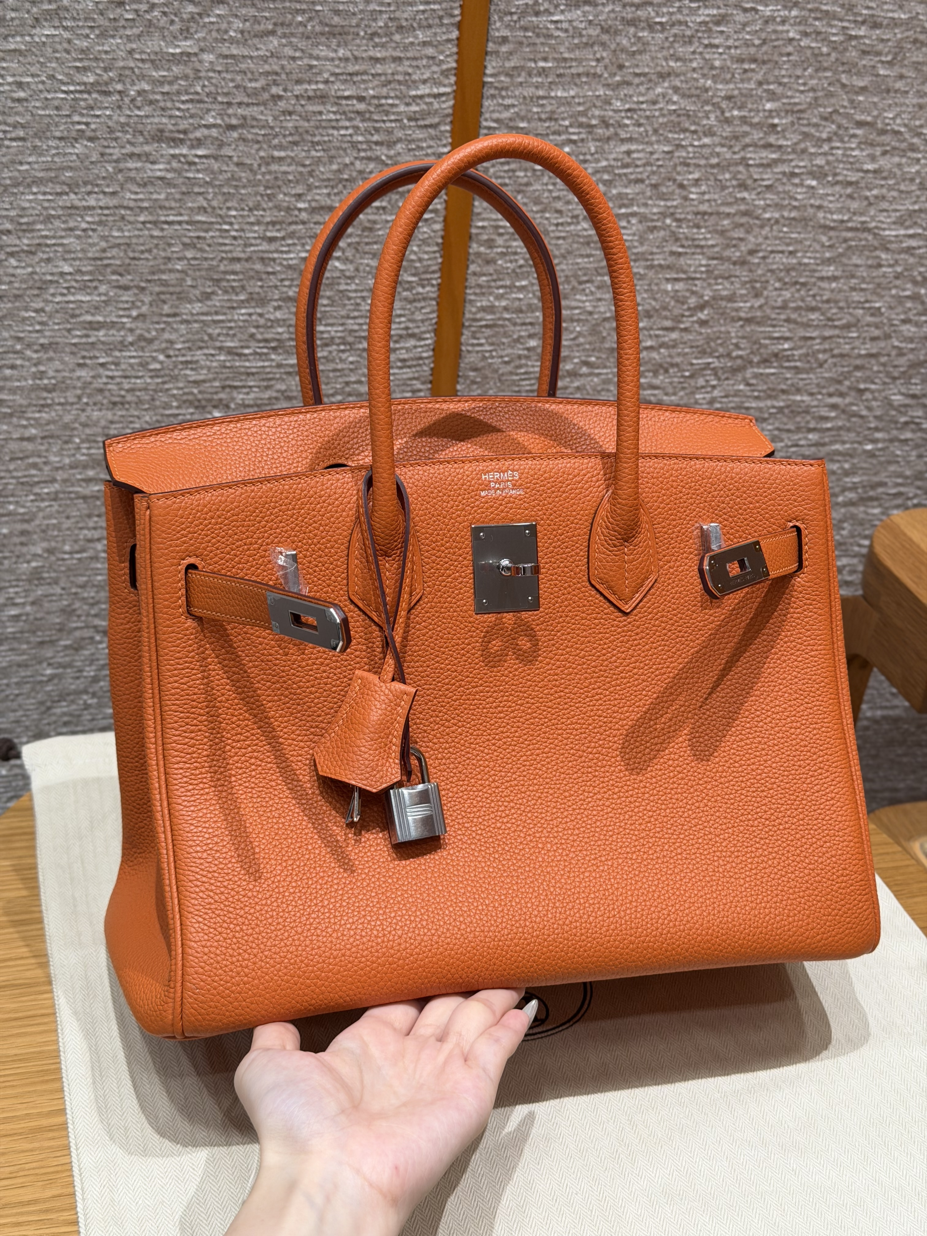 Hermes Orange Togo Birkin 30 Bag