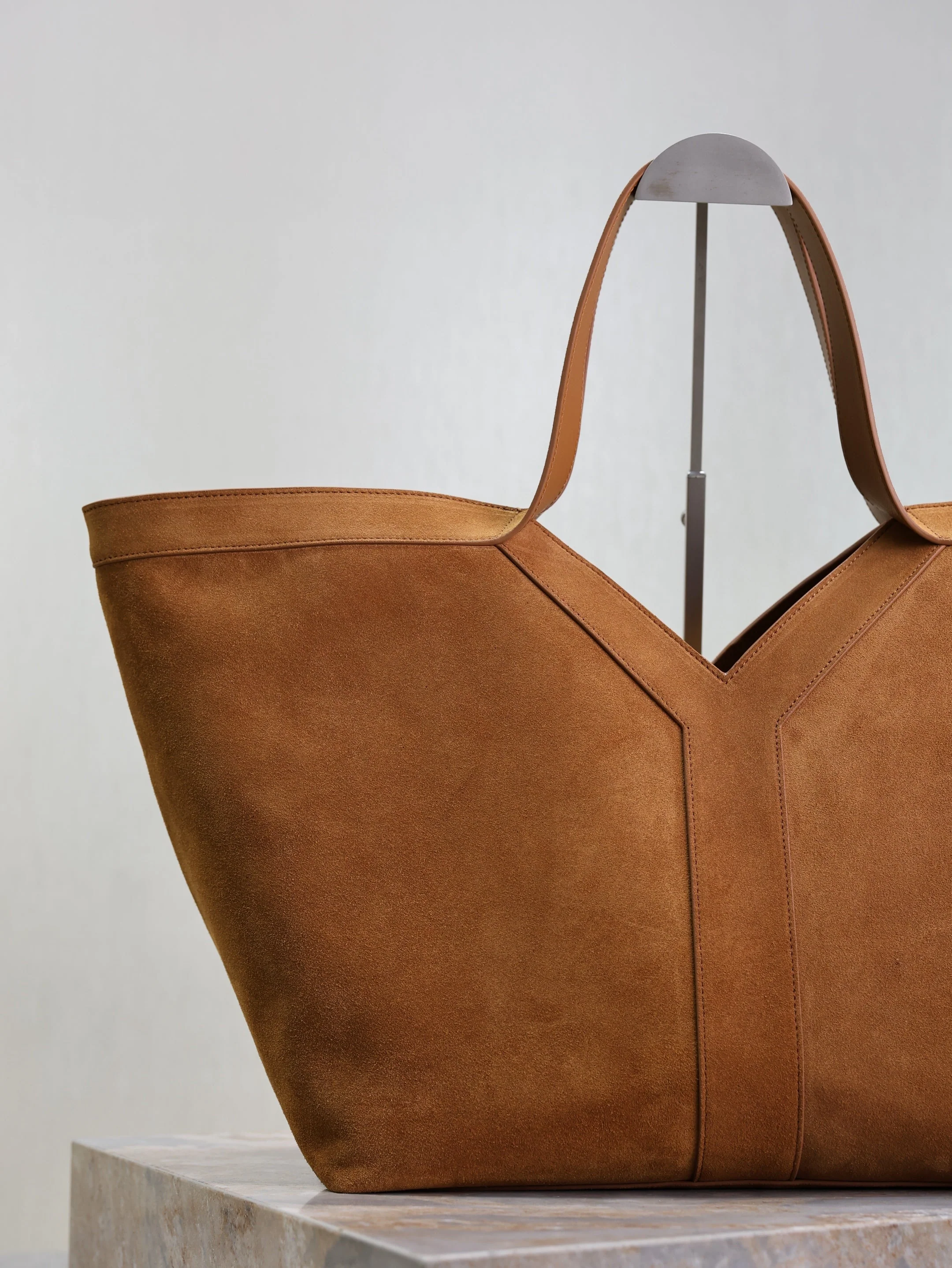 Saint Laurent YSL Tote Bag Brown Suede