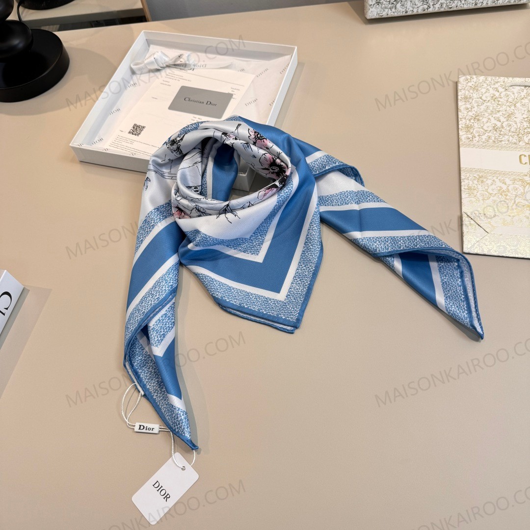 Dior Vintage Postcard Floral 90 Silk Scarf - KAIROO