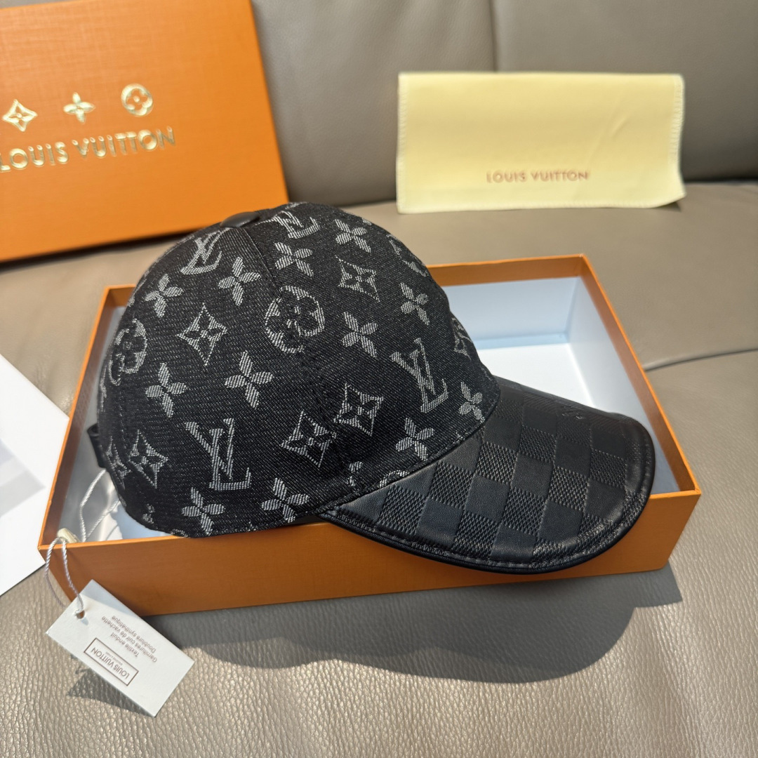 Louis Vuitton Monogram Canvas And Damier Embossed Leather Baseball Cap Hat - KAIROO