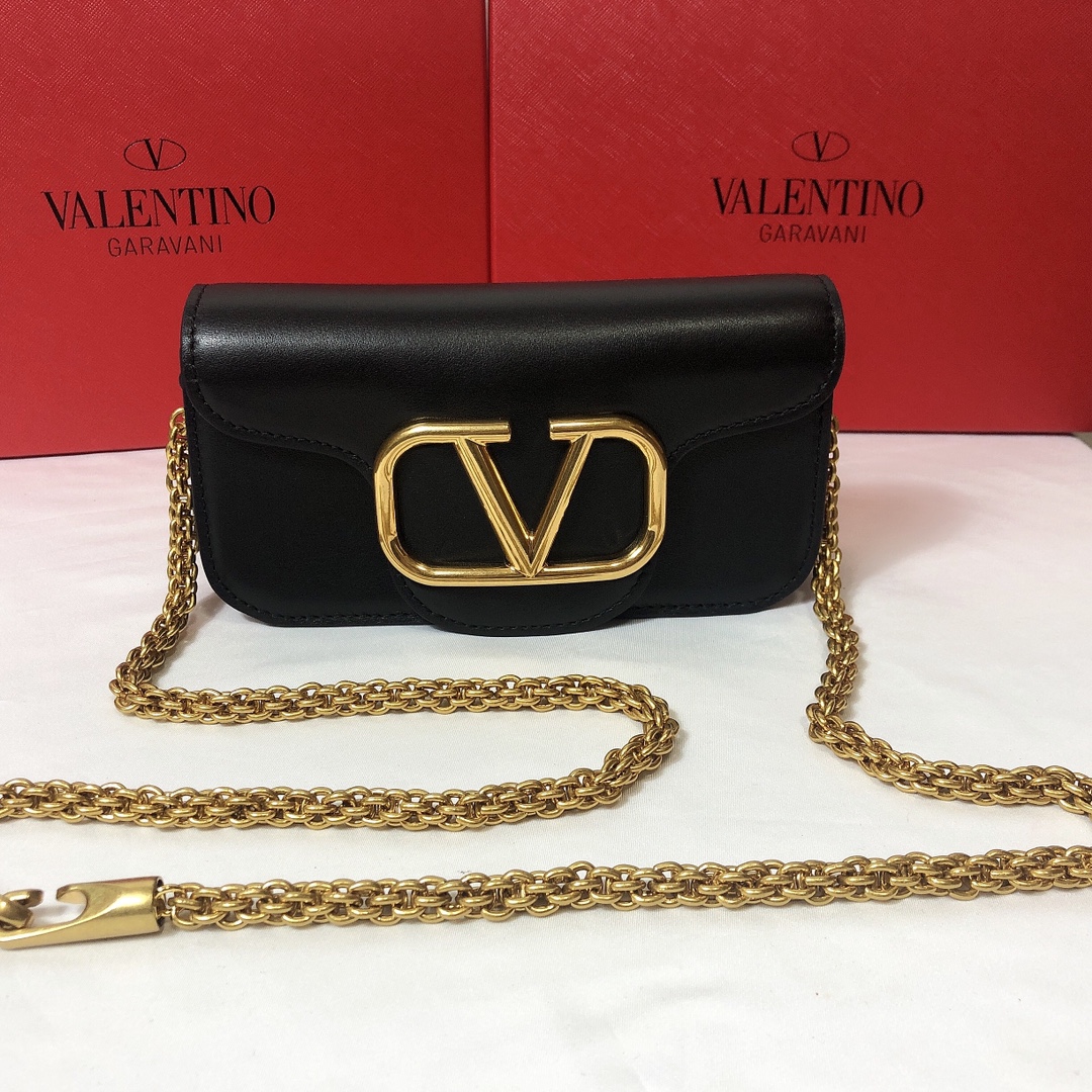 Valentino Small Garavani Loco Bag in Smooth Calfskin-Black