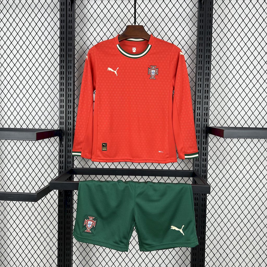 kids kit Portugal 25/26 Home Long Sleeves size16-28