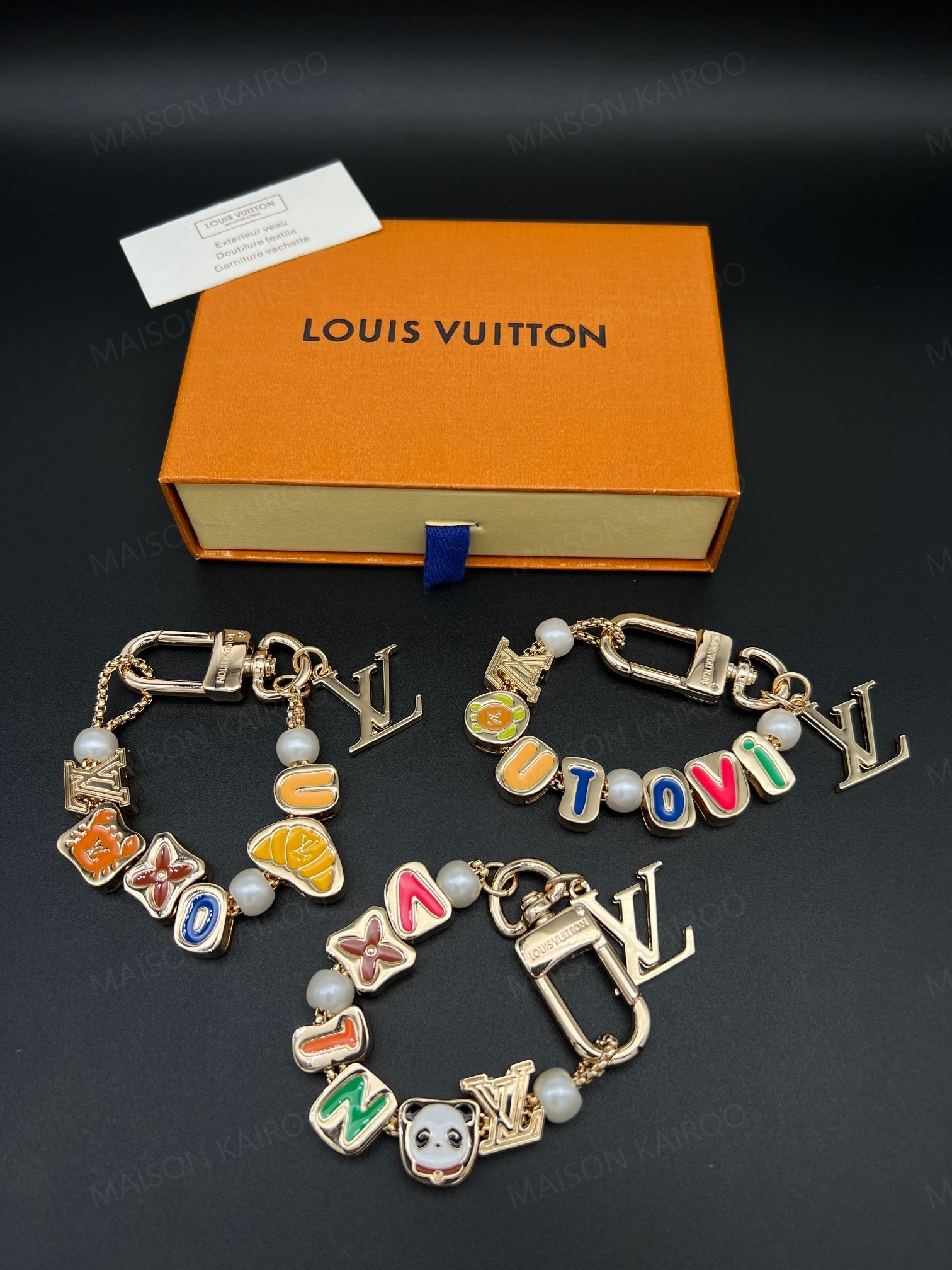 Louis Vuitton LV Color Letter Beaded Bag Charm Keychain - KAIROO