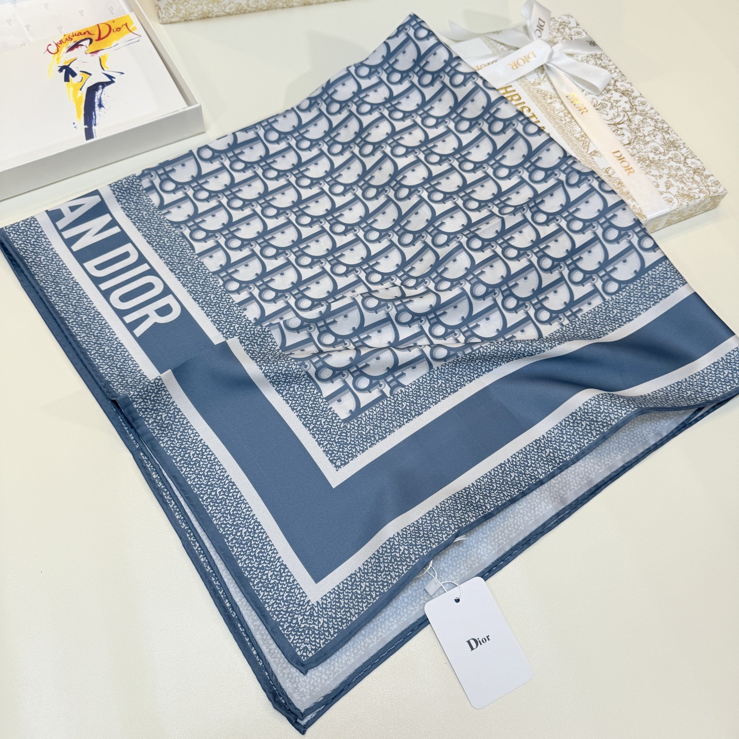 Dior Classic Grey Silk Square 90
