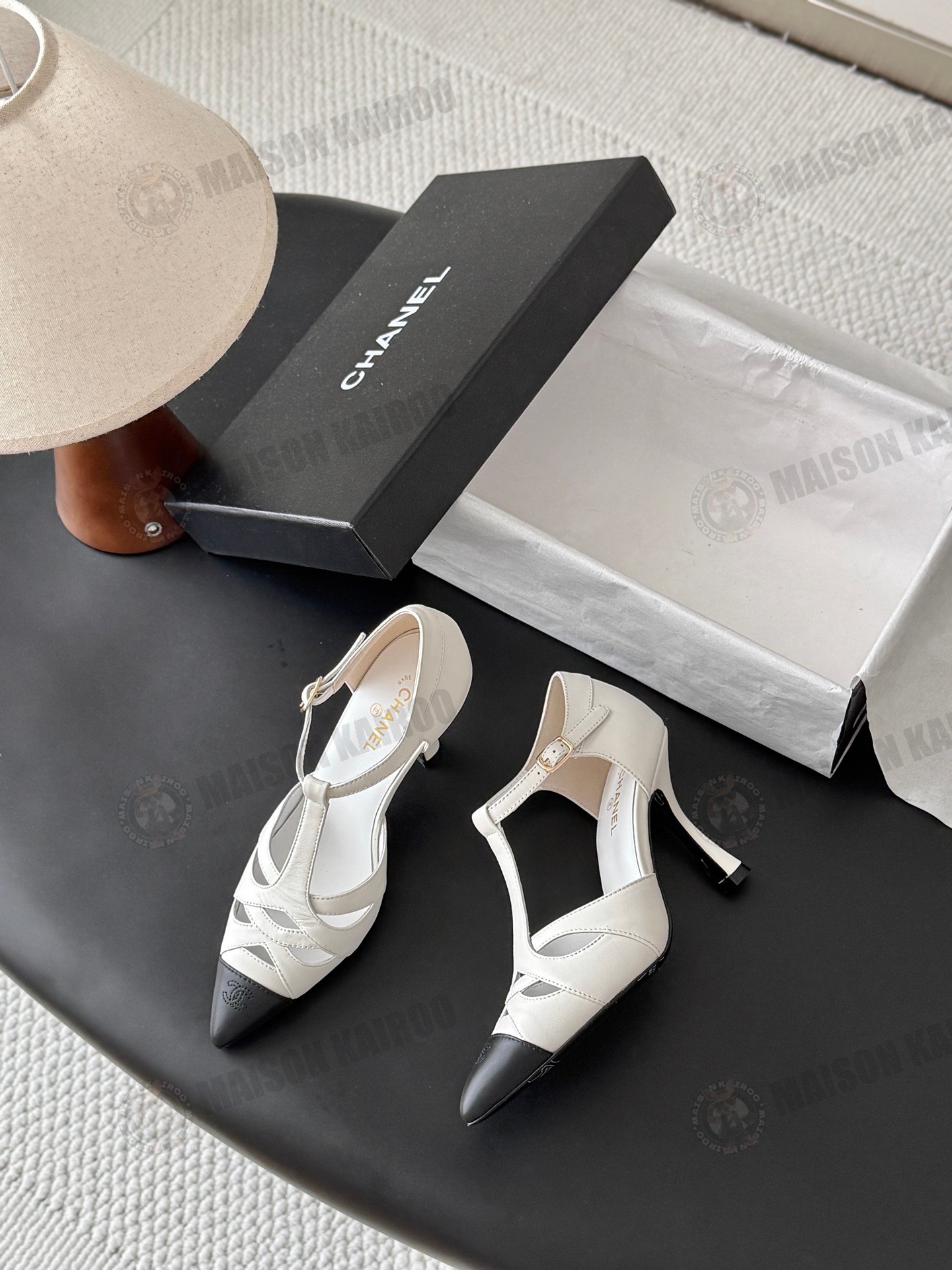 Chanel 26K Cap Toe T-Strap Heels G47184 - KAIROO