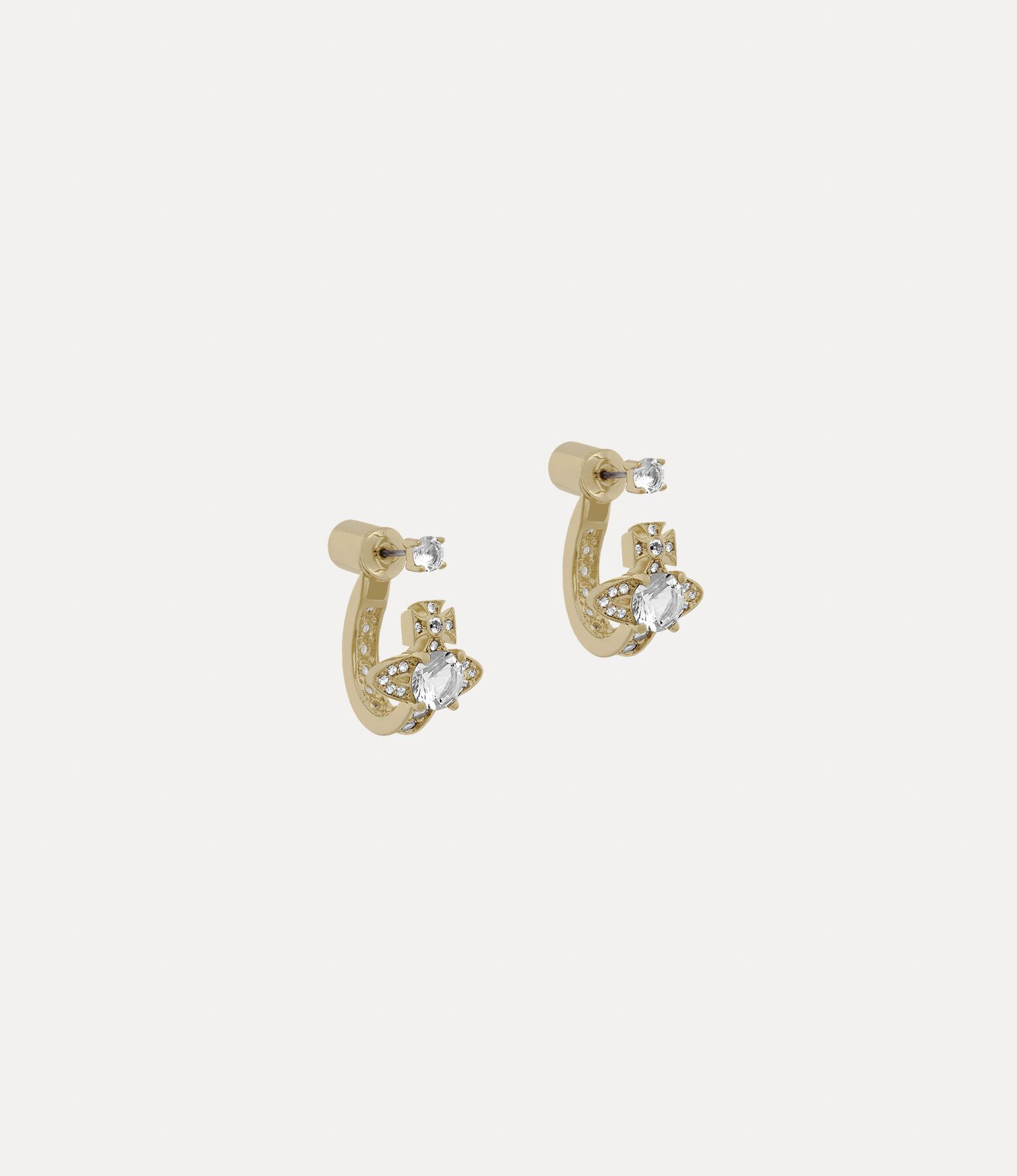 2026 New Gold-Tone Paved Crystal Hoop Earrings, Dainty C-Shaped Design, Luxury Jewelry for Daily Wear