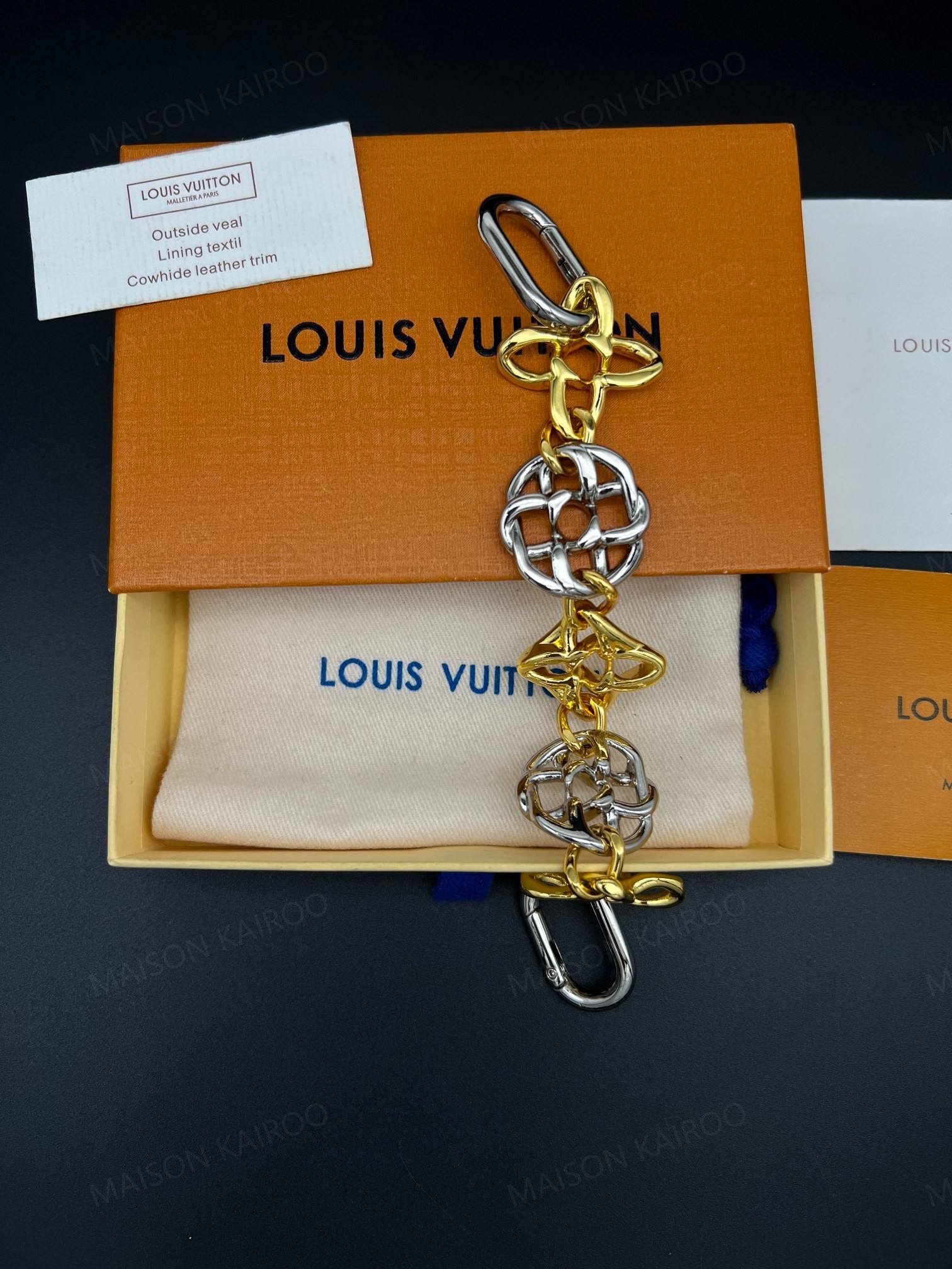 Louis Vuitton LV Two-Tone Flower Cutout Chain Bag Charm - KAIROO