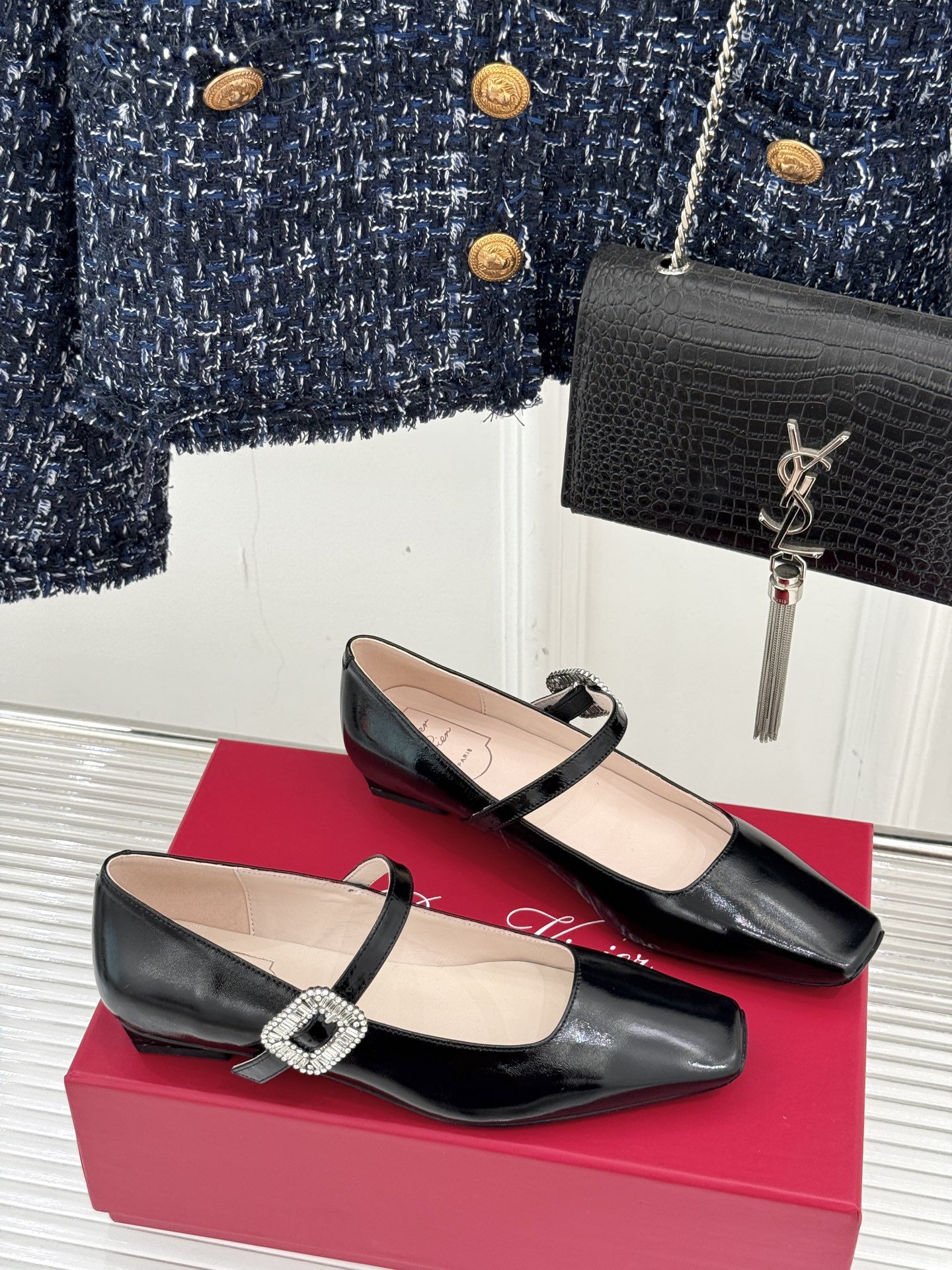 Roger Vivier Rhinestone buckle Mary Janes Ballet Flat