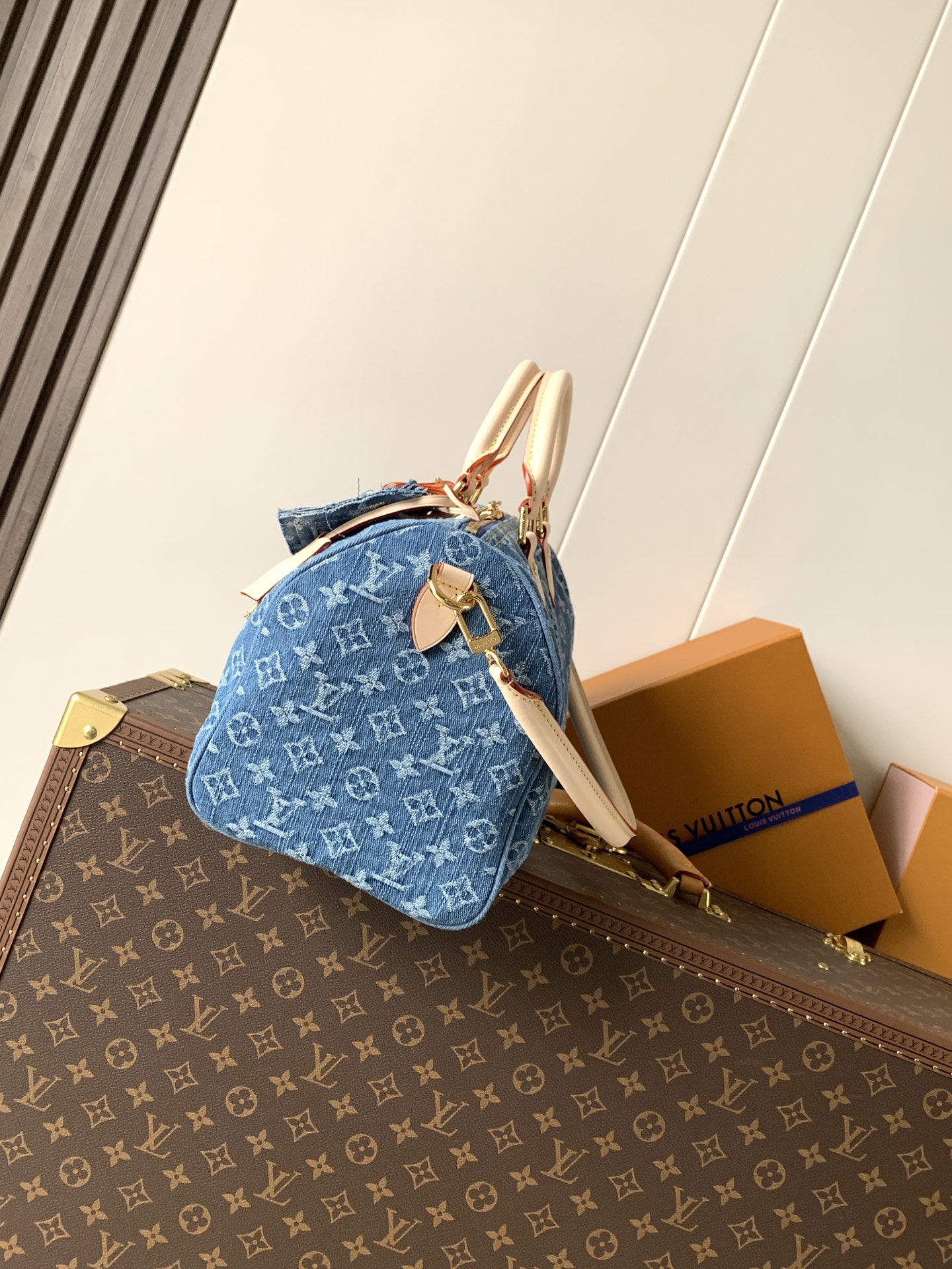 M14430 Speedy Soft 30 in Blue Monogram Denim